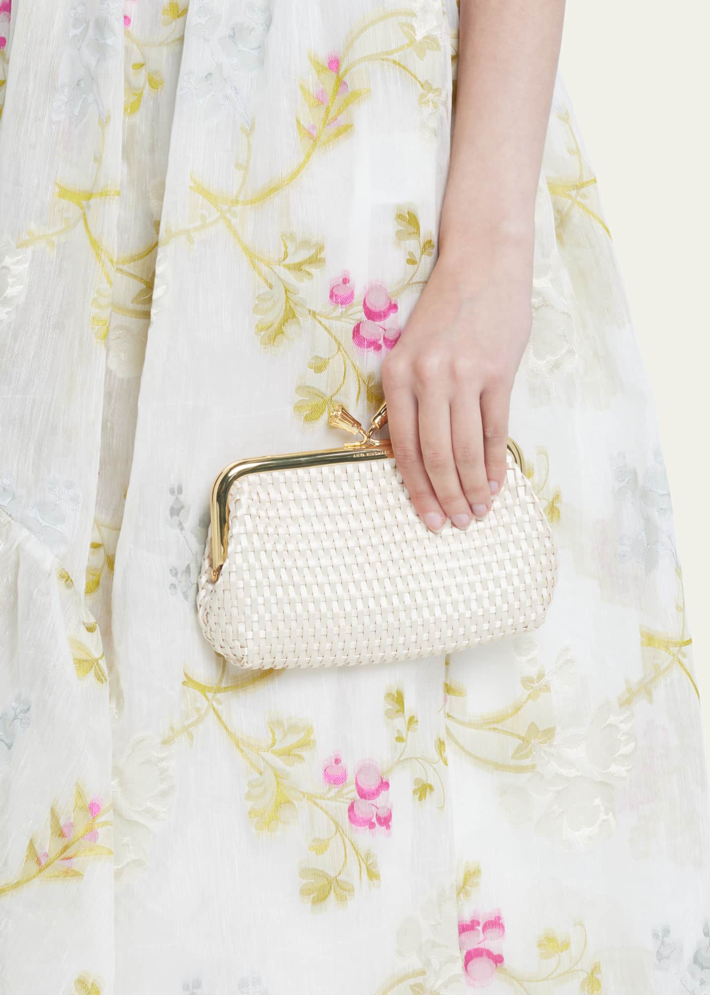 Anya Hindmarch Maud Tassel Woven Satin Clutch Bag Bergdorf Goodman