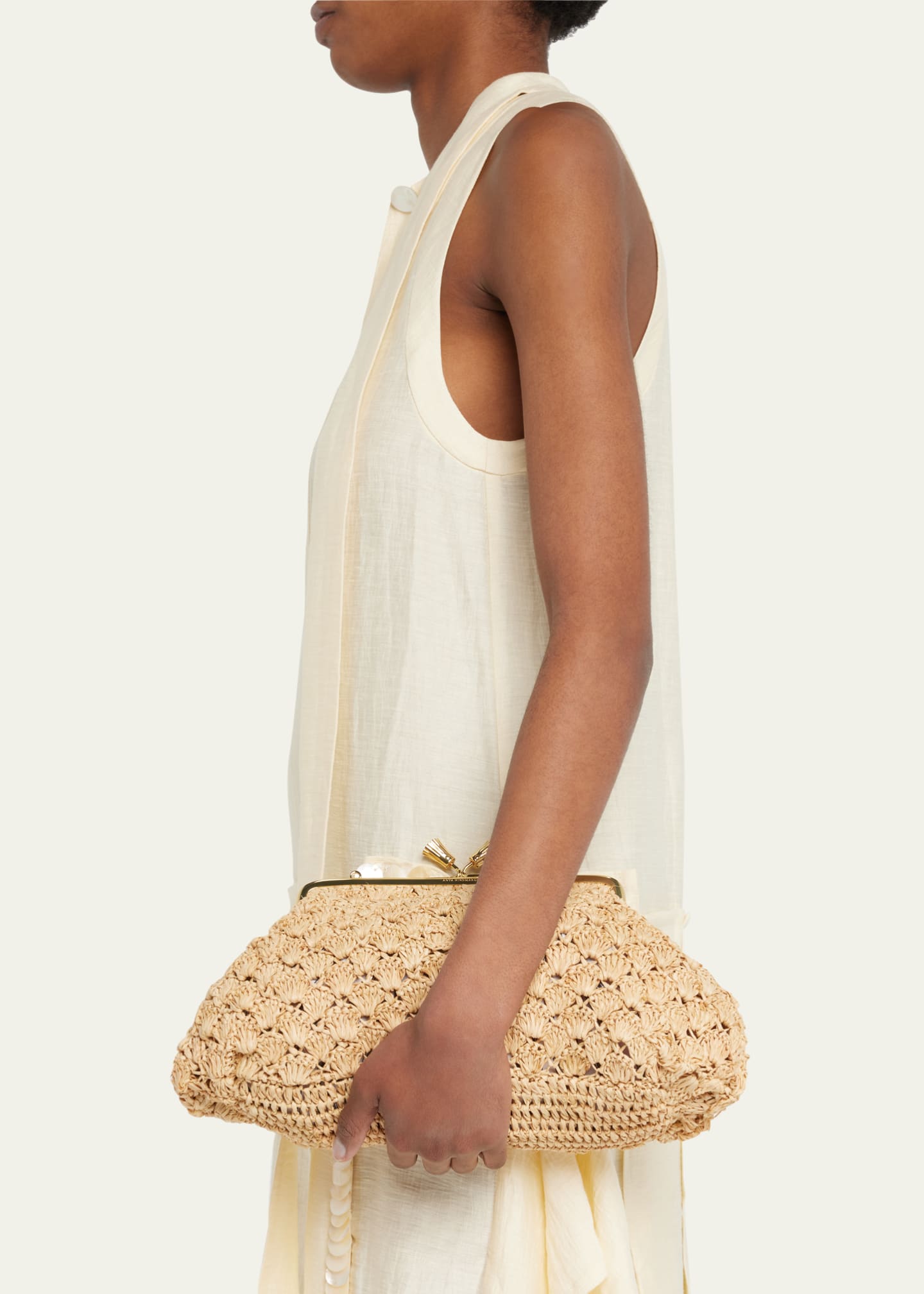 Anya Hindmarch Maud Large Straw Clutch Bag Bergdorf Goodman