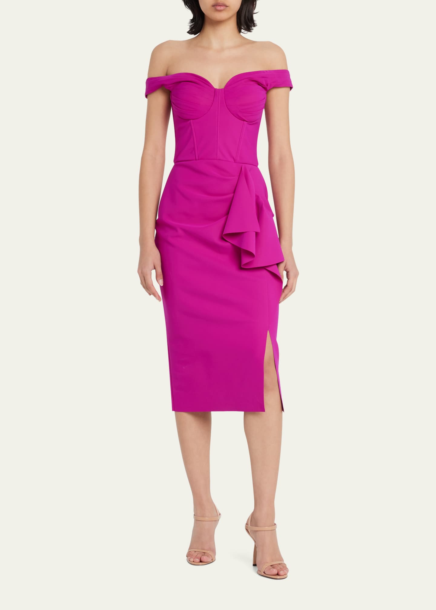Chiara Boni La Petite Robe Madama OffShoulder Draped Midi Dress