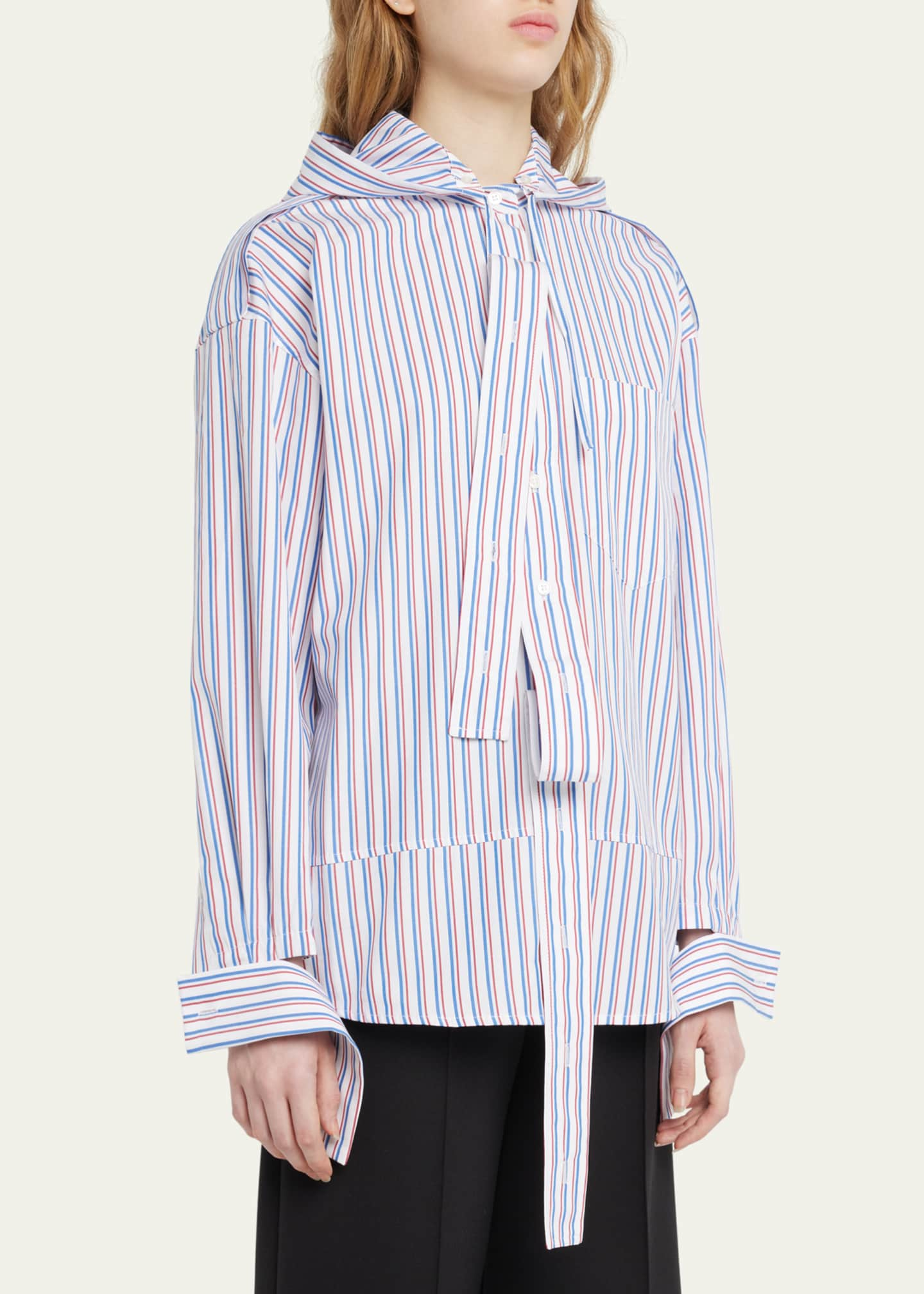 MERYLL ROGGE Stripe Deconstructed Men's Shirt with Hood