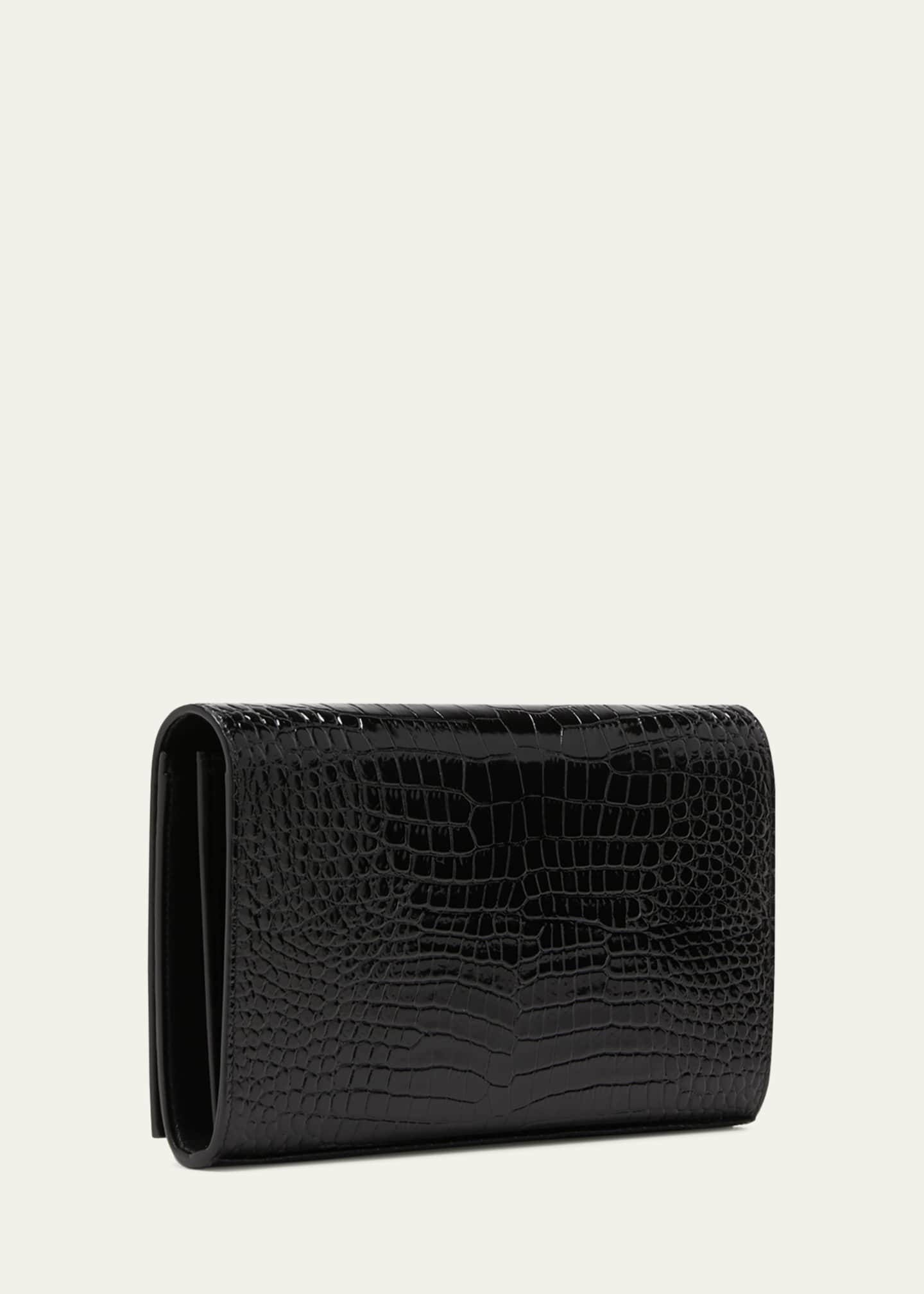 Ysl croc embossed wallet on chain sale