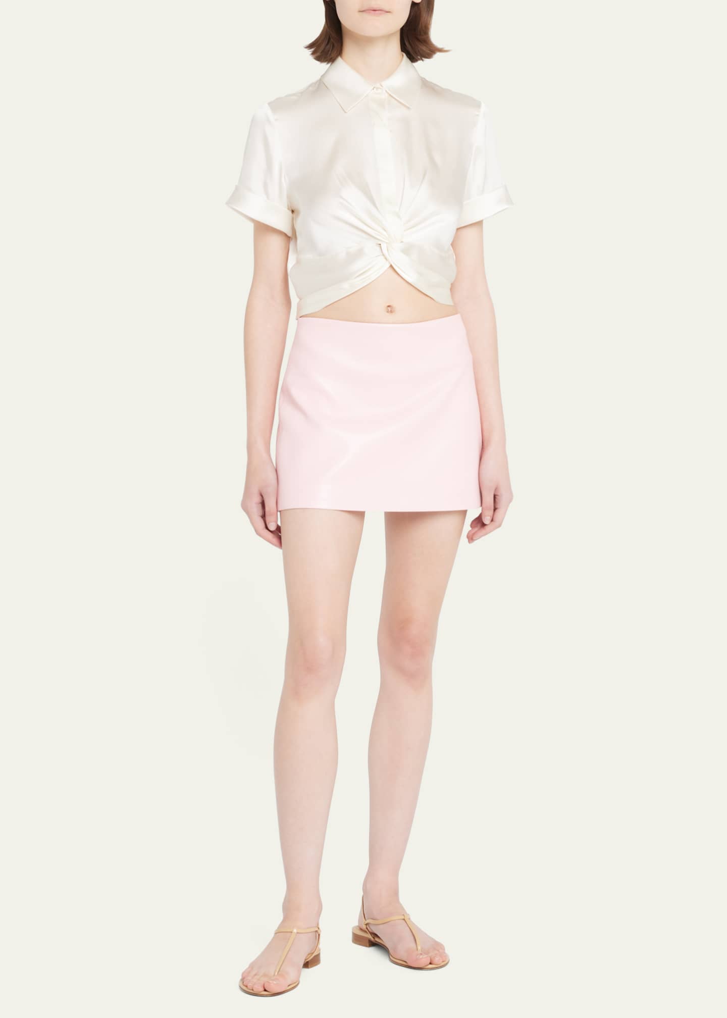 Alice + Olivia Phebe TwistFront ButtonFront Cropped Top Bergdorf