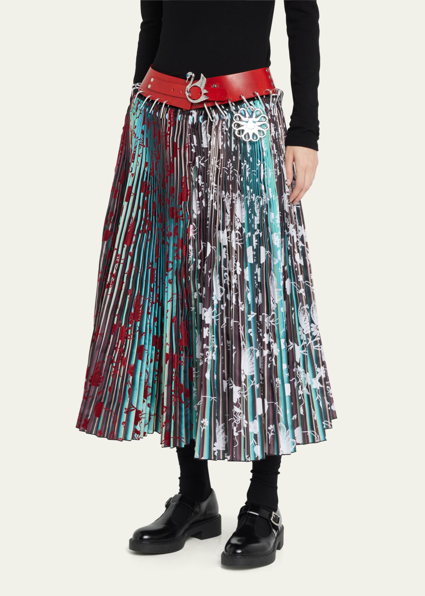 Jupe Longue Plissée Bonnie And Norma - Taille 4, Couleur Heather, Viscose/lin, Très Bon état