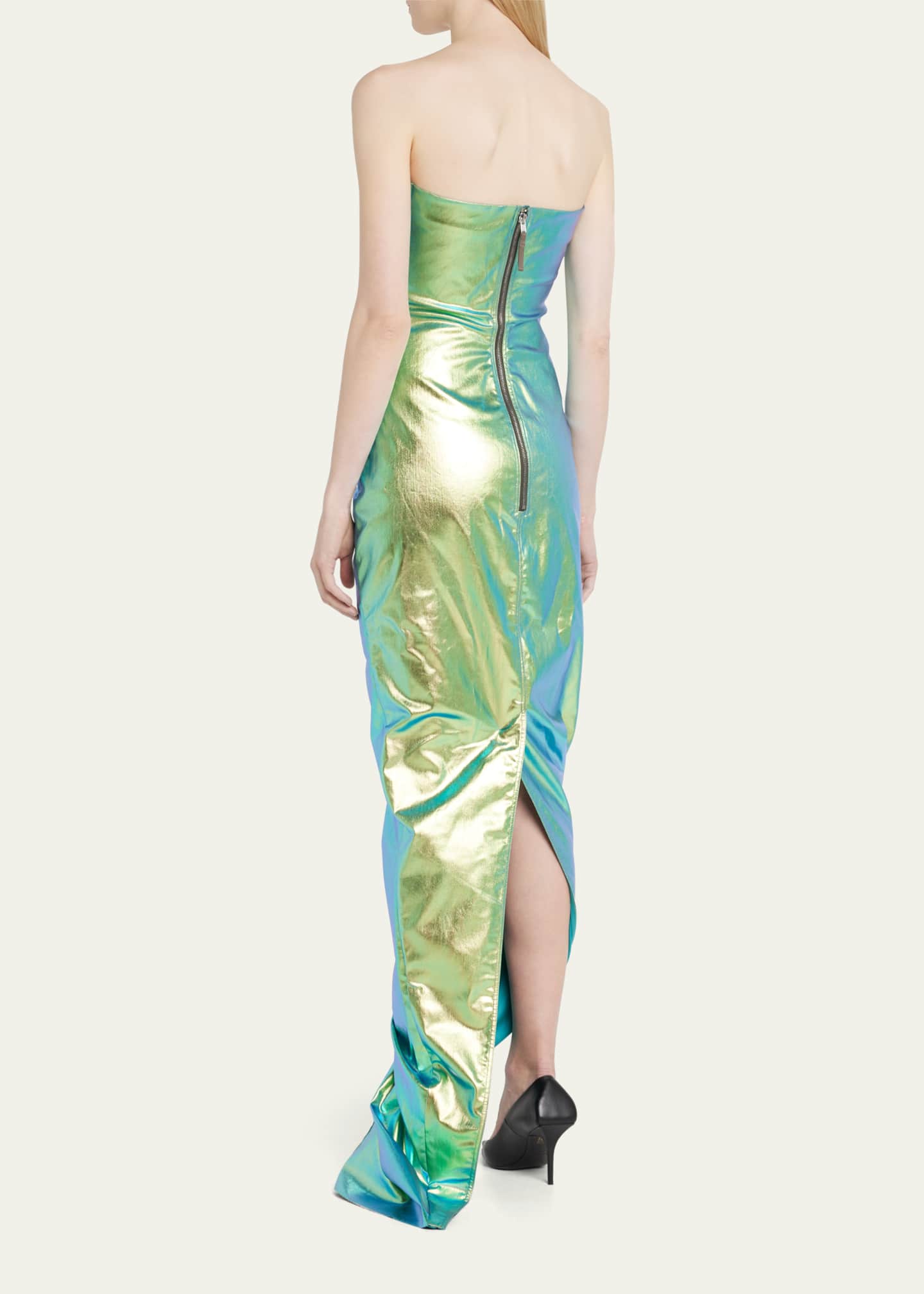 Rick Owens Iridescent Strapless Prong Cutout Gown - Bergdorf Goodman