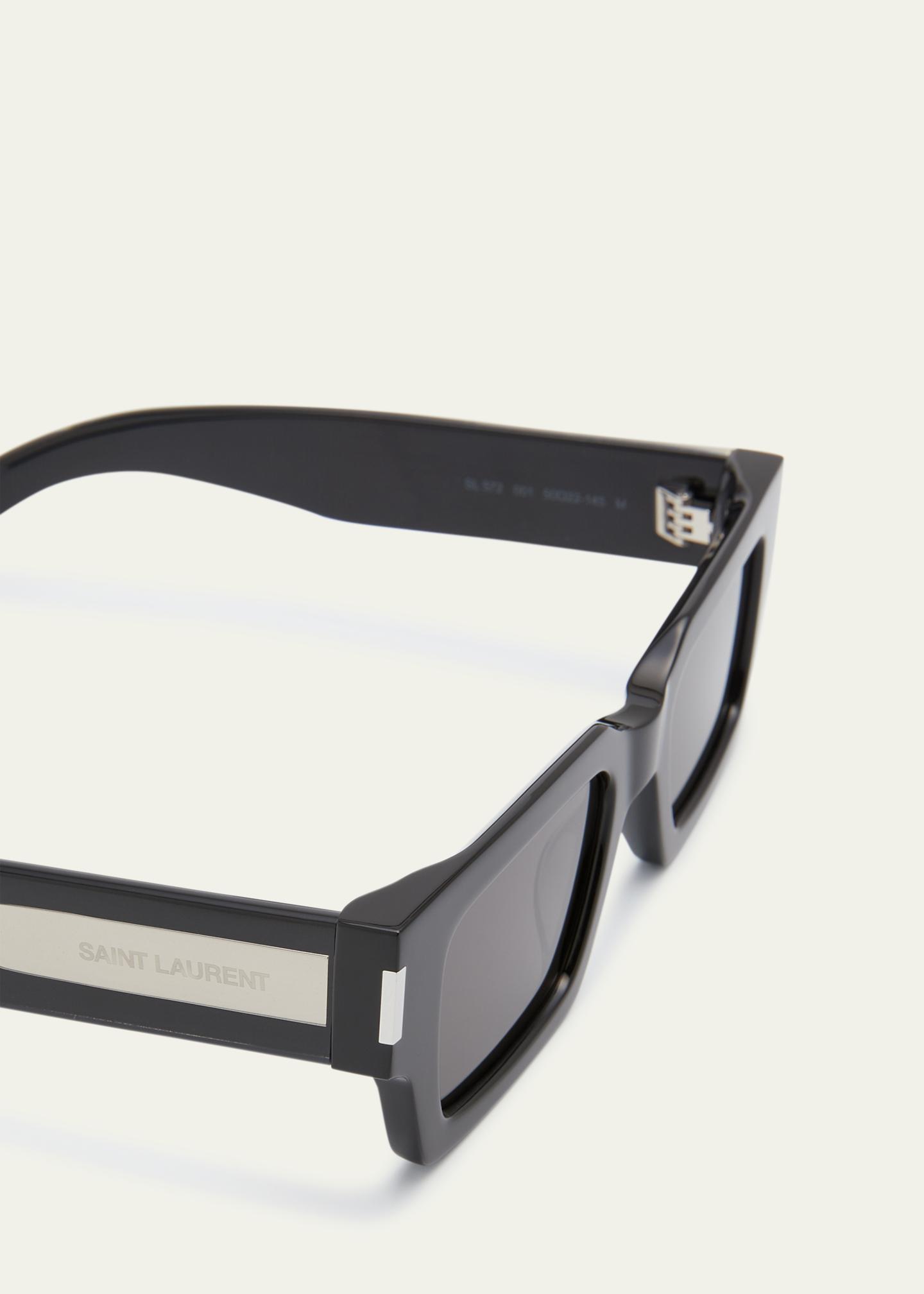 Saint Laurent Logo Acetate Rectangle Sunglasses - Bergdorf  display picture 1
