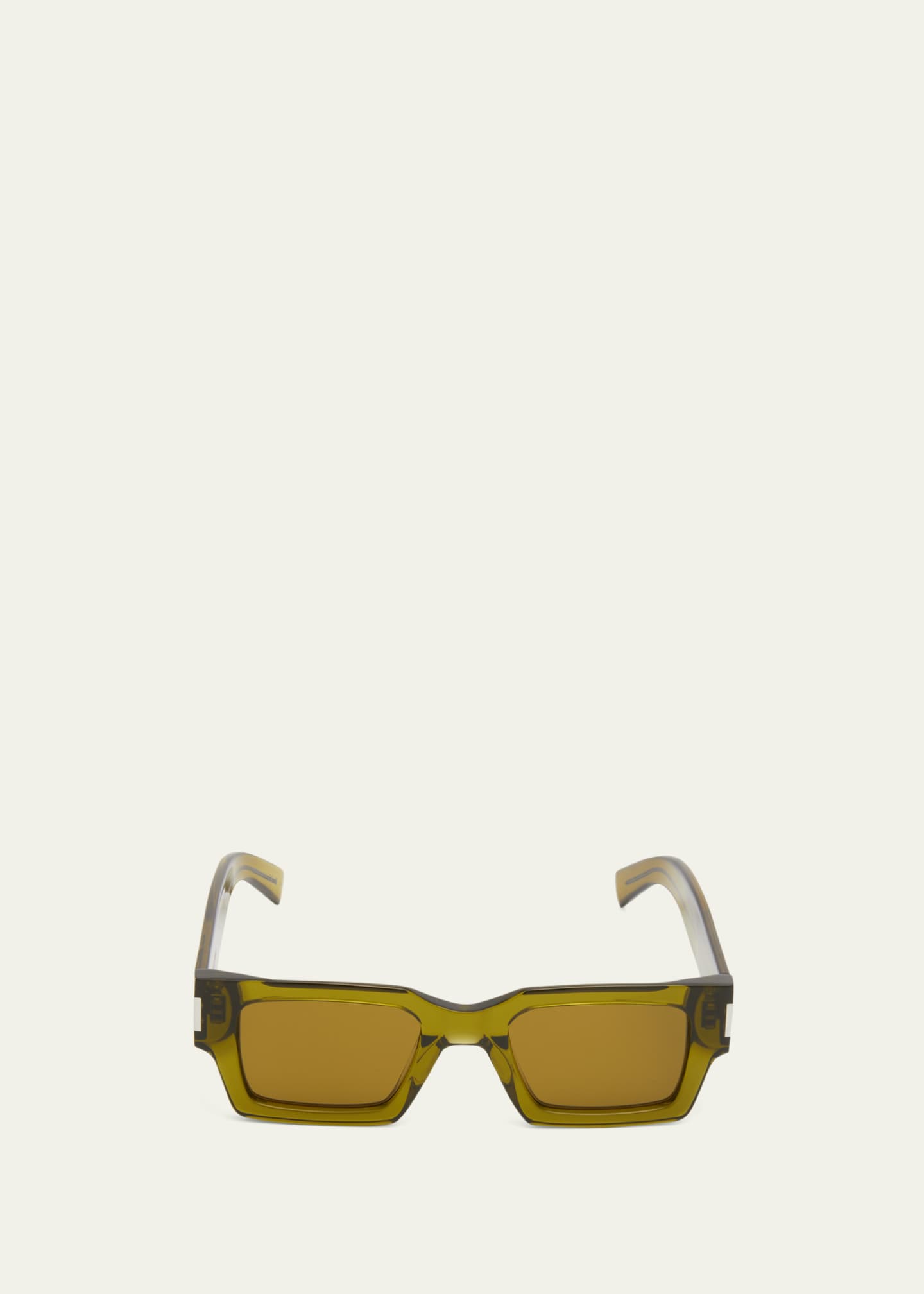 Saint Laurent Olive Green Acetate Rectangle Sunglasses Bergdorf
