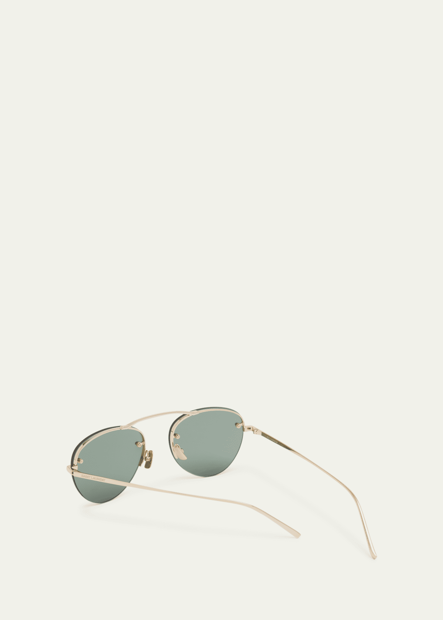 Saint Laurent Curved Golden Zinc Alloy Aviator Sunglasses Bergdorf Goodman