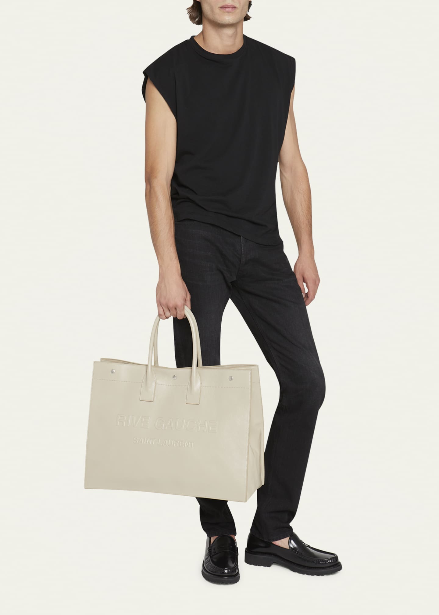 Saint Laurent Men's Rive Gauche Leather Tote