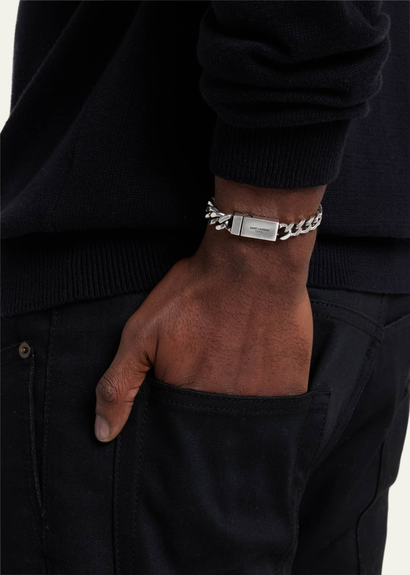 Saint Laurent Men's Thick Curb Chain Bracelet - Bergdorf Goodman