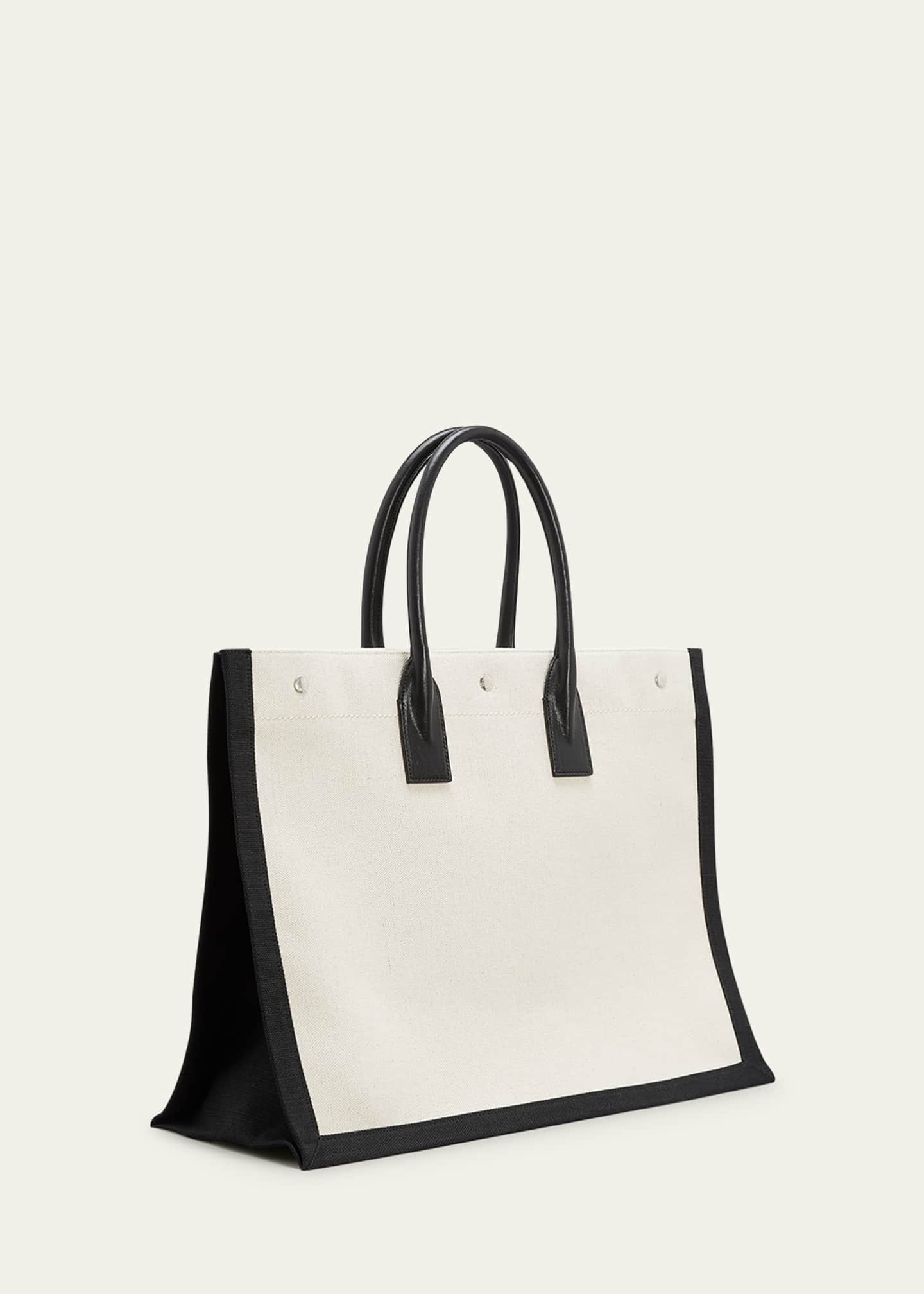 Saint Laurent Men's Rive Gauche Linen and Leather Tote Bag