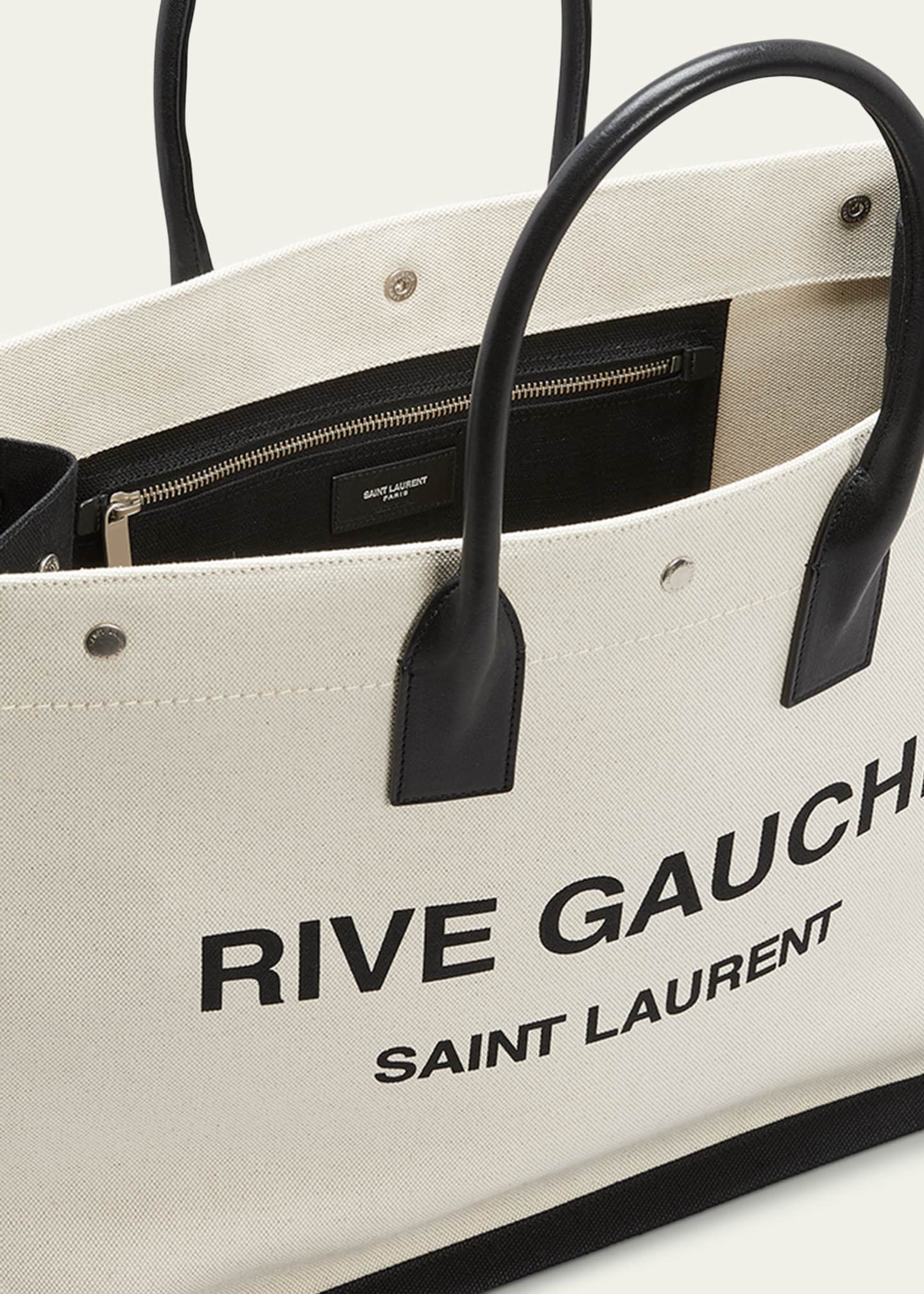 Saint Laurent Men's Rive Gauche Linen and Leather Tote Bag