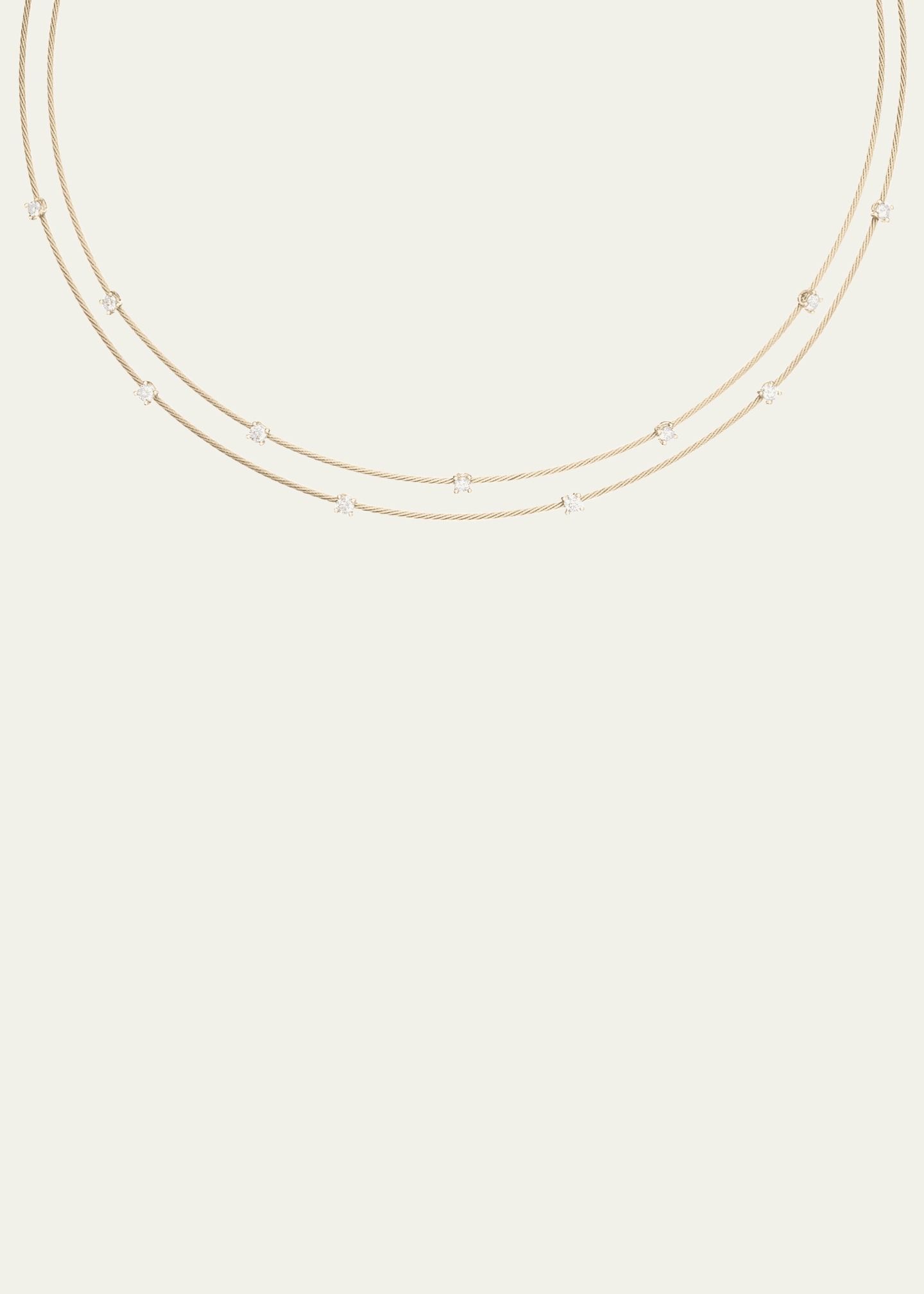 Paul Morelli 18K Yellow Gold Double Wire Necklace with 11 Round Diamonds