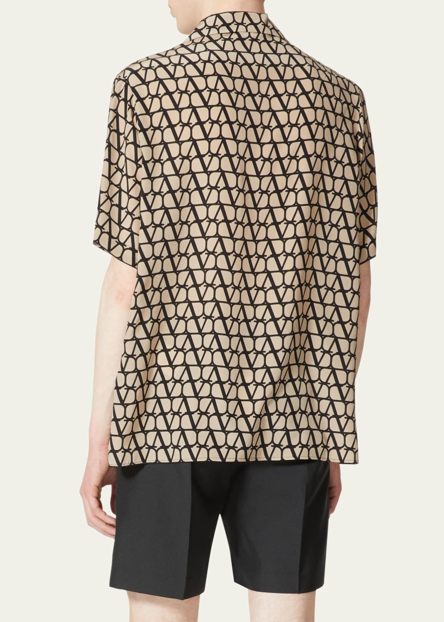 Valentino Men's Iconographe Silk Bowling Shirt Bergdorf Goodman