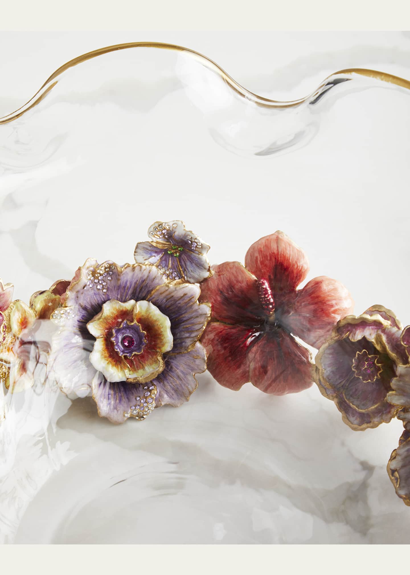 Jay Strongwater Large Bouquet Ruffle Flower Bowl Image 5 of 5