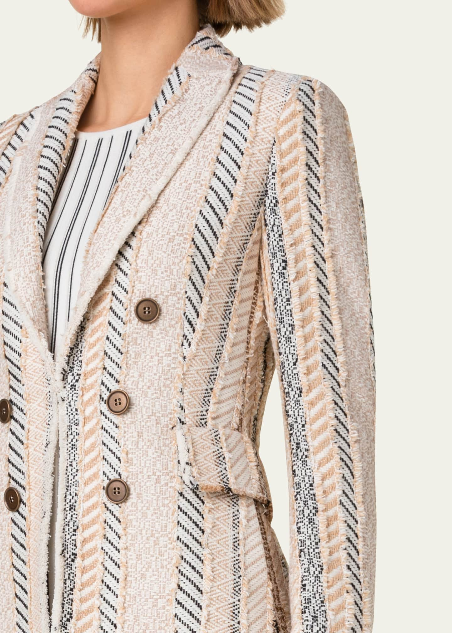 Akris punto Fringed Patchwork Tweed Blazer Jacket - Bergdorf Goodman