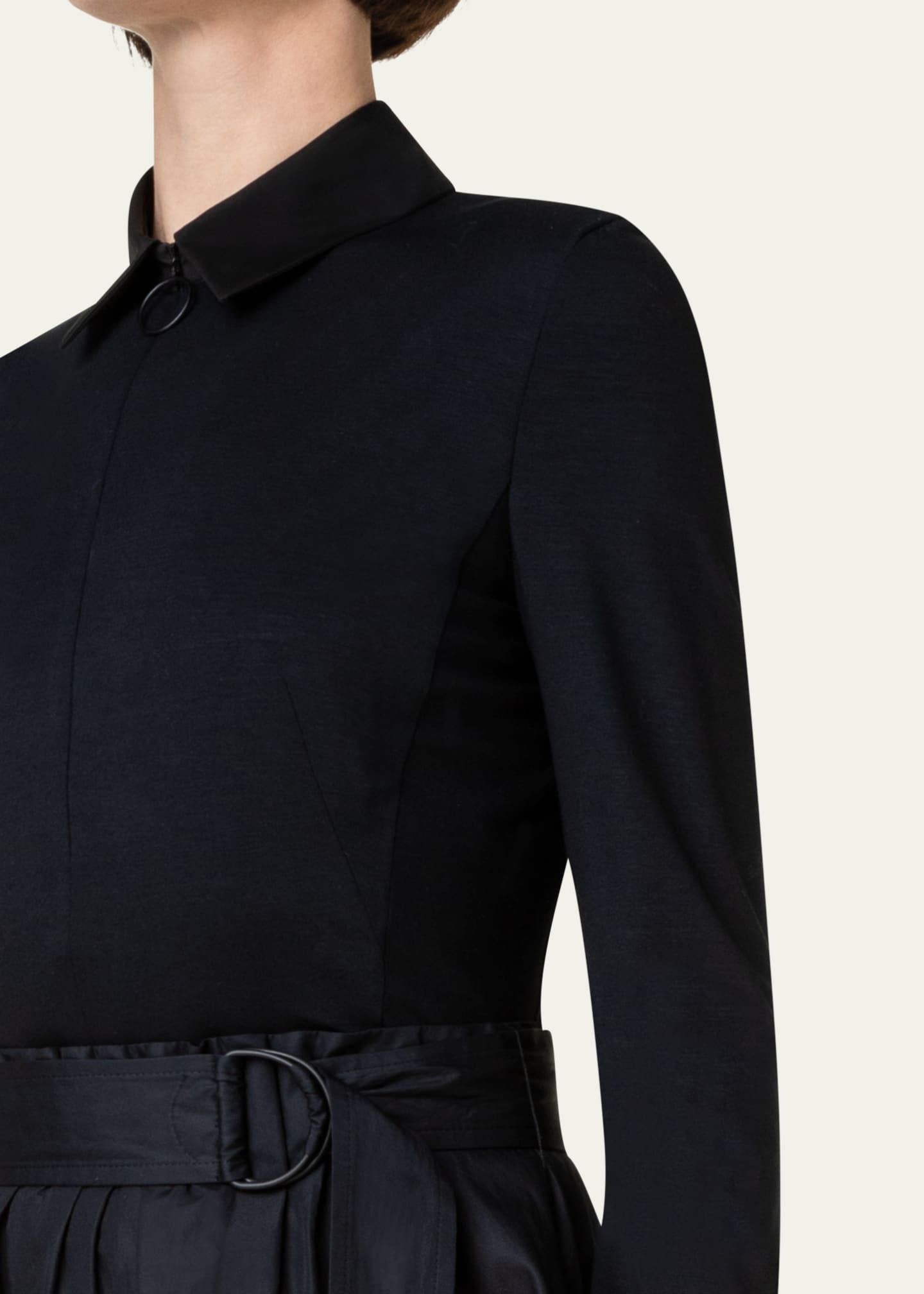 Akris punto Mixed Media PaperBag Dress with Kaleidoscope Techno Mesh Details Bergdorf Goodman