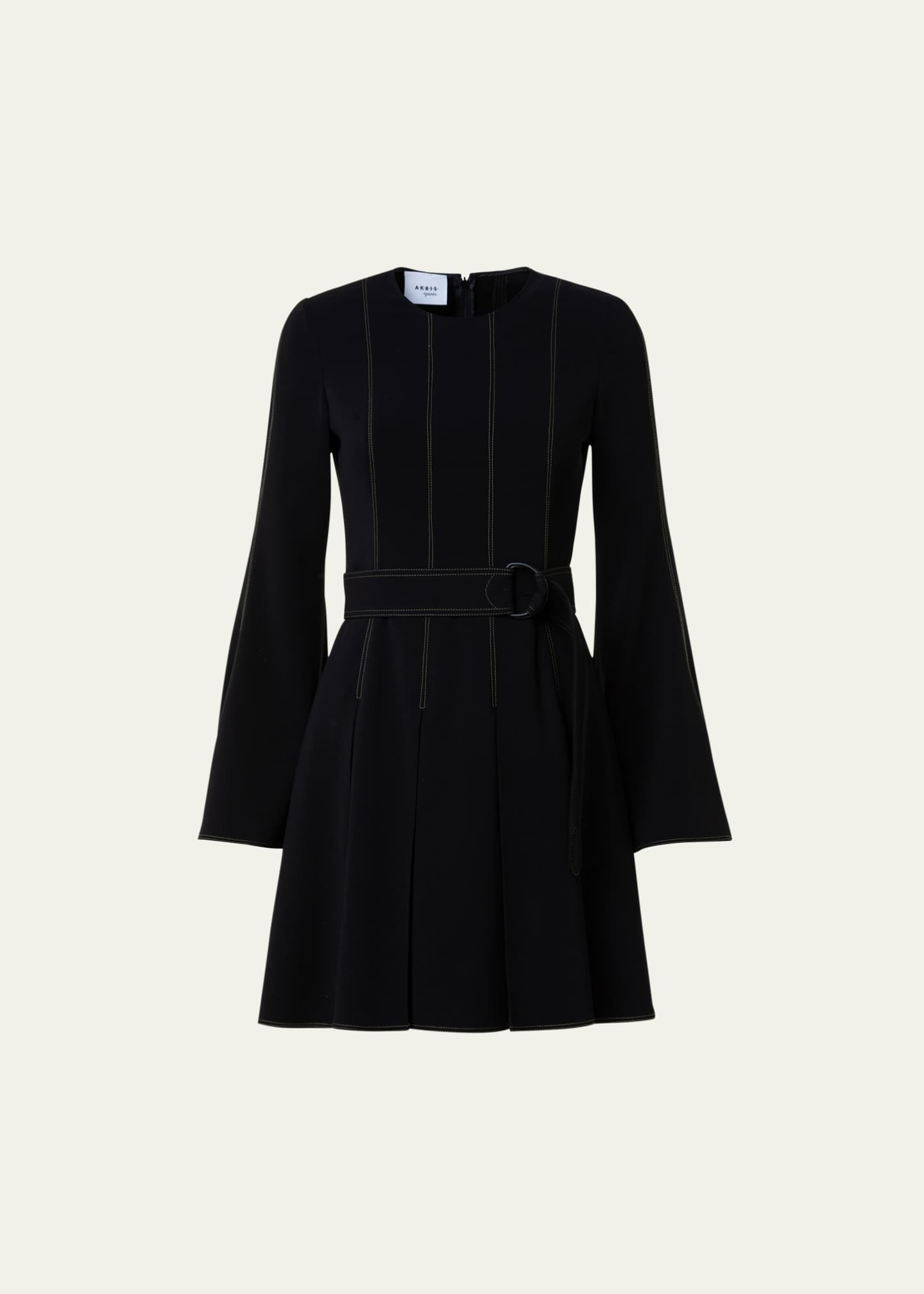 Akris punto Belted Short Dress with Pleated Skirt - Bergdorf Goodman