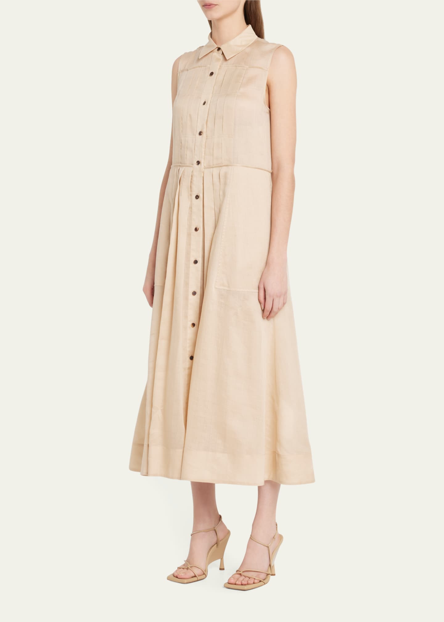 Lafayette 148 New York Sleeveless Pintuck Shirtdress Bergdorf Goodman
