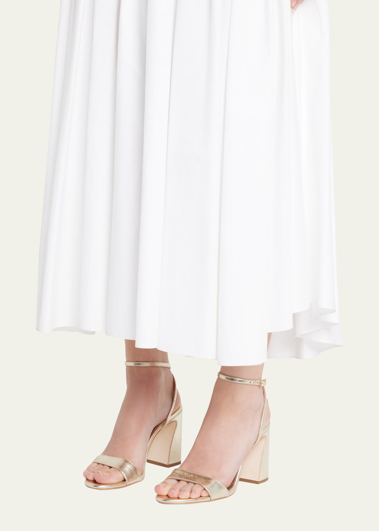 Loeffler Randall Malia Metallic Leather Block-Heel Sandals Image 2 of 5