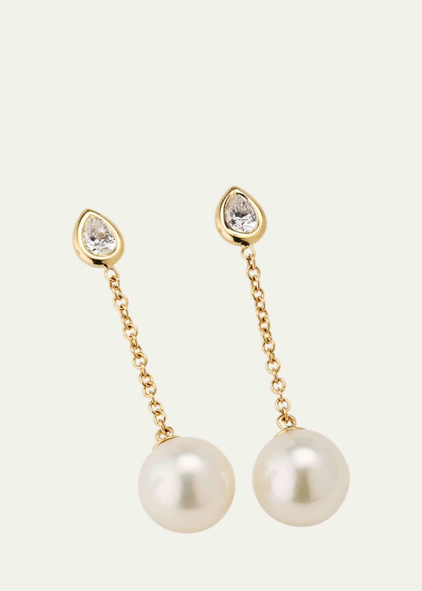 Mizuki 14k Gold Single-Pearl Drop Earrings with Diamonds Image 3 of 4