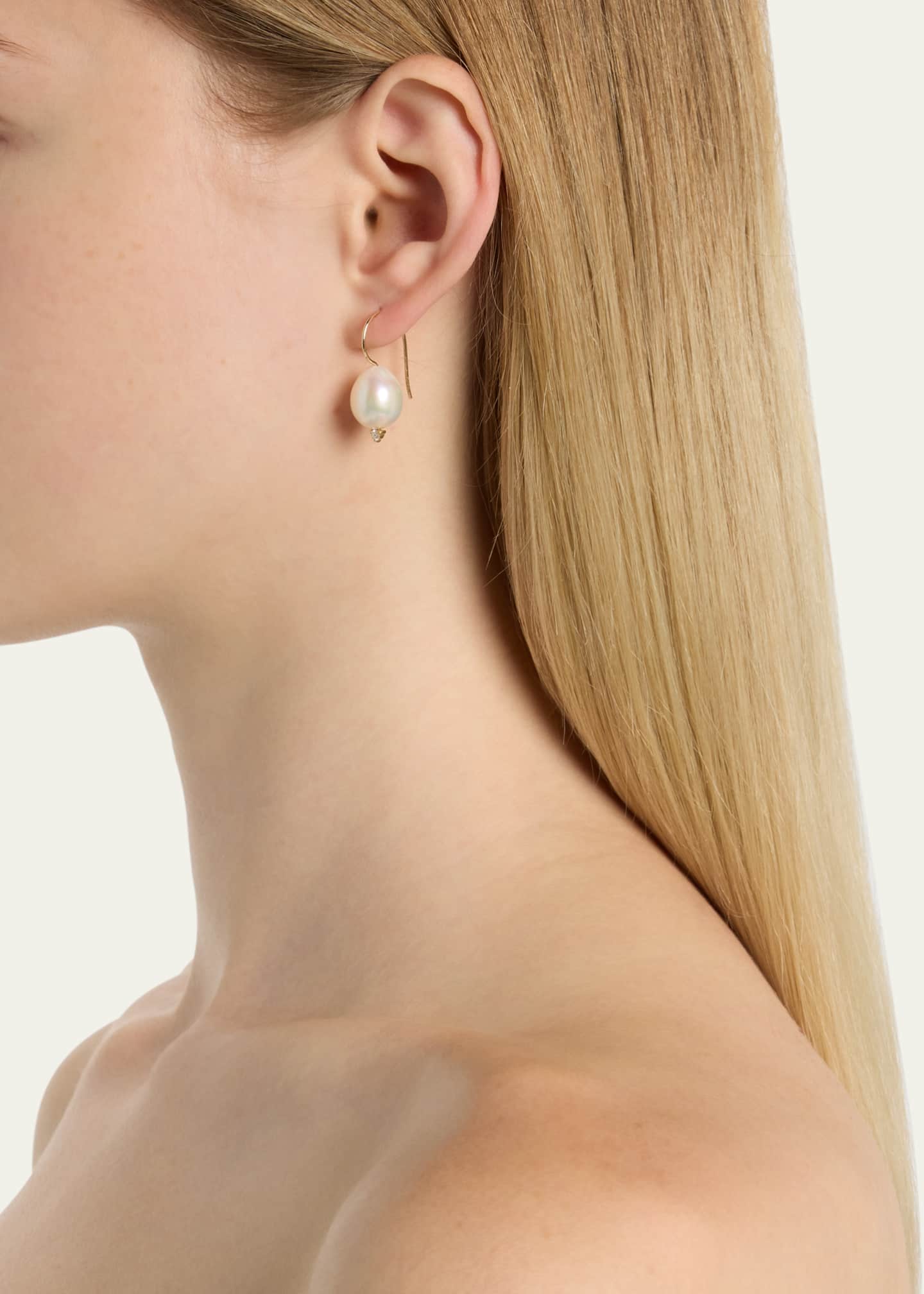 Mizuki 14k Gold Freshwater Pearl and Diamond Drop Earrings Bergdorf Goodman