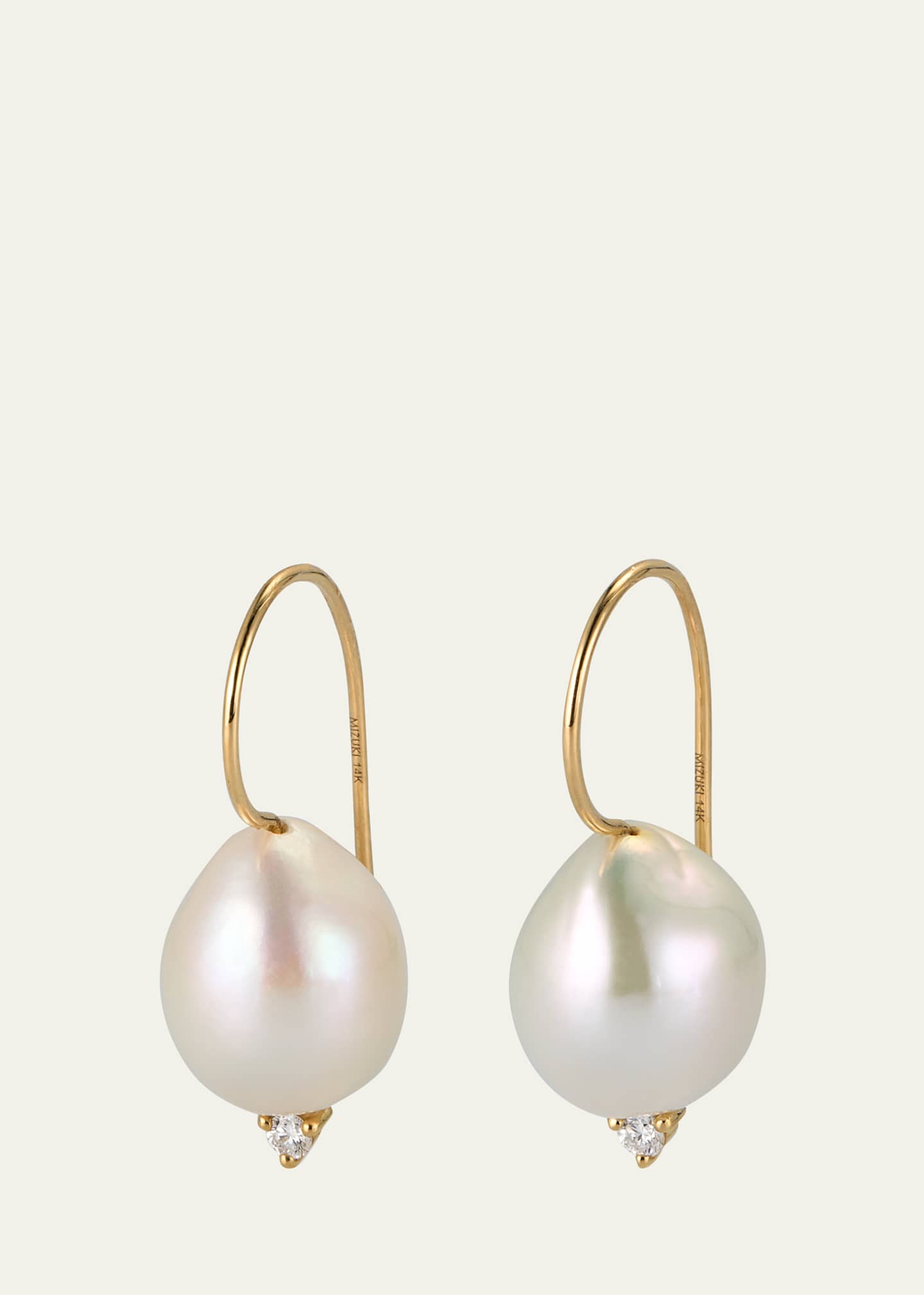 Mizuki 14k Gold Freshwater Pearl and Diamond Drop Earrings Bergdorf Goodman