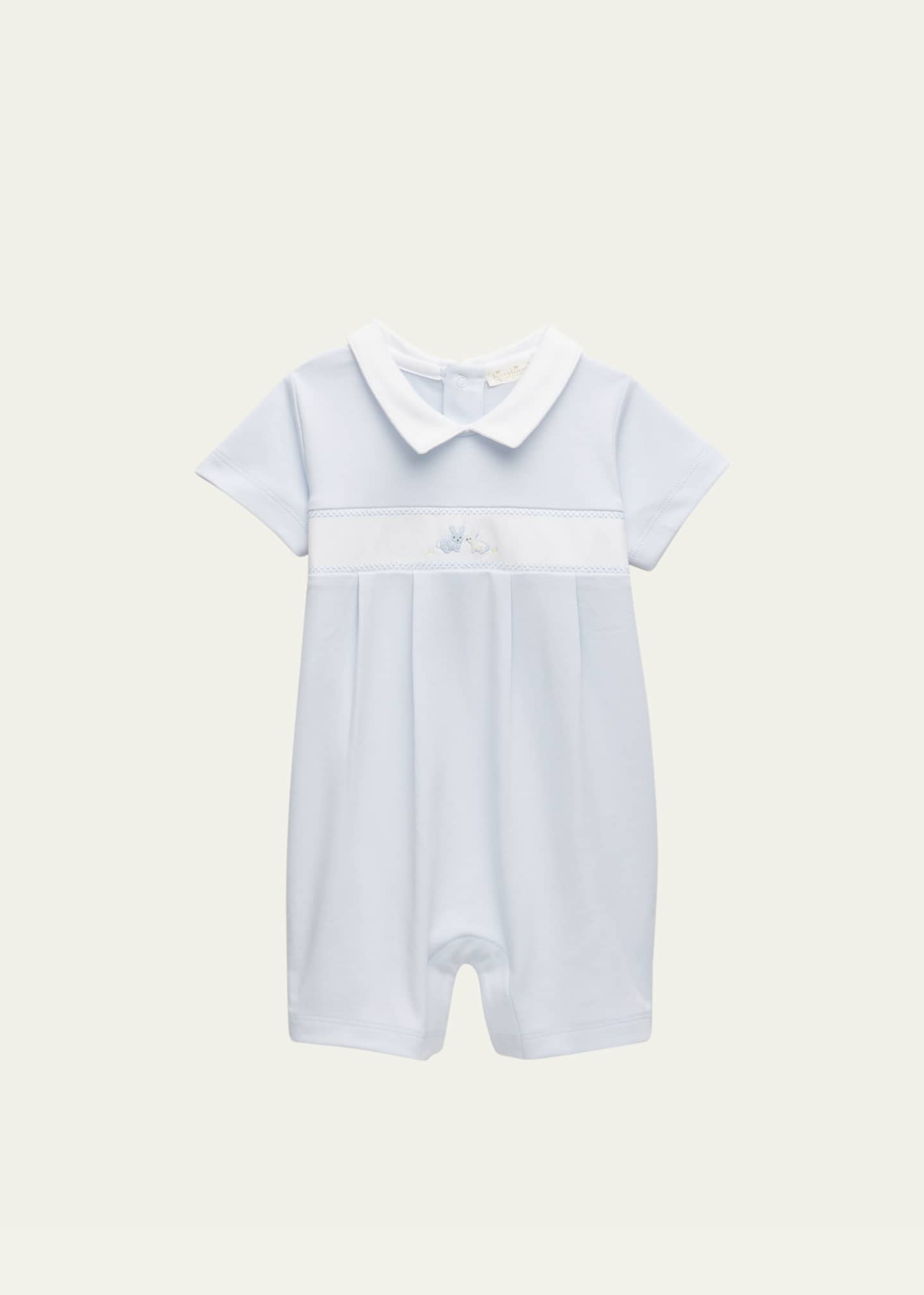 Kissy Kissy Boy's Bunny Burrows Hand Embroidered Playsuit, Size Newborn