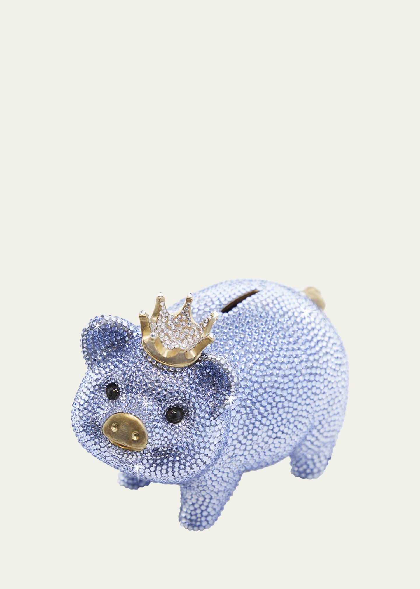 Jay Strongwater Baby Blue Piggy Bank w/ Crown Image 2 of 5
