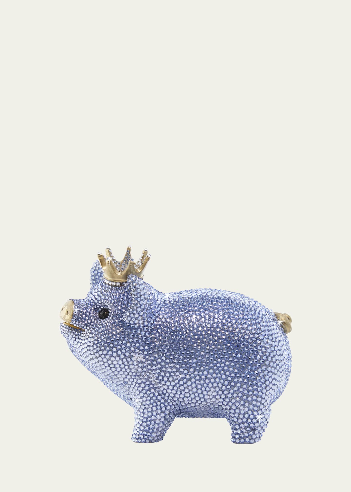 Jay Strongwater Baby Blue Piggy Bank w/ Crown Image 3 of 5