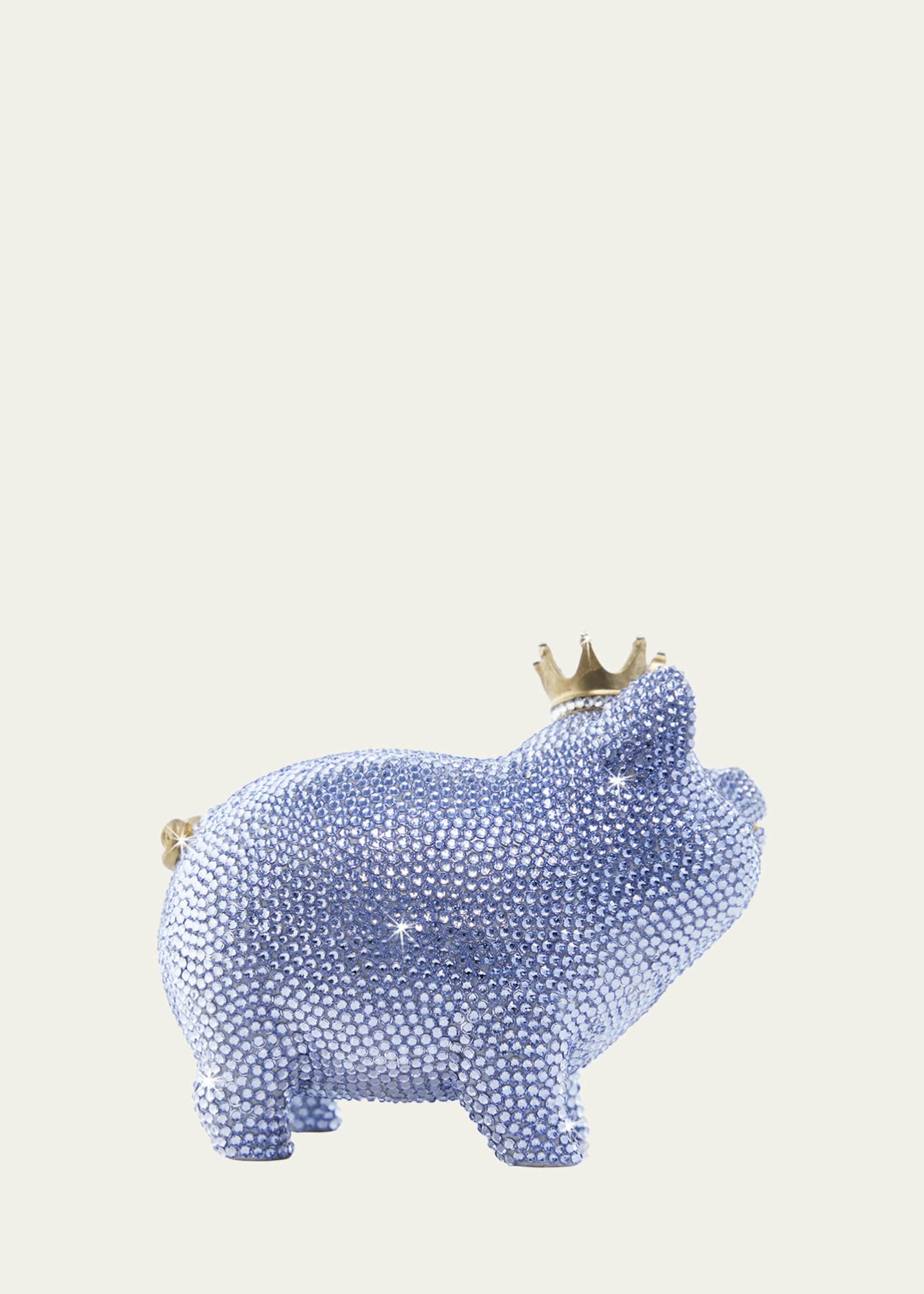 Jay Strongwater Baby Blue Piggy Bank w/ Crown Image 4 of 5