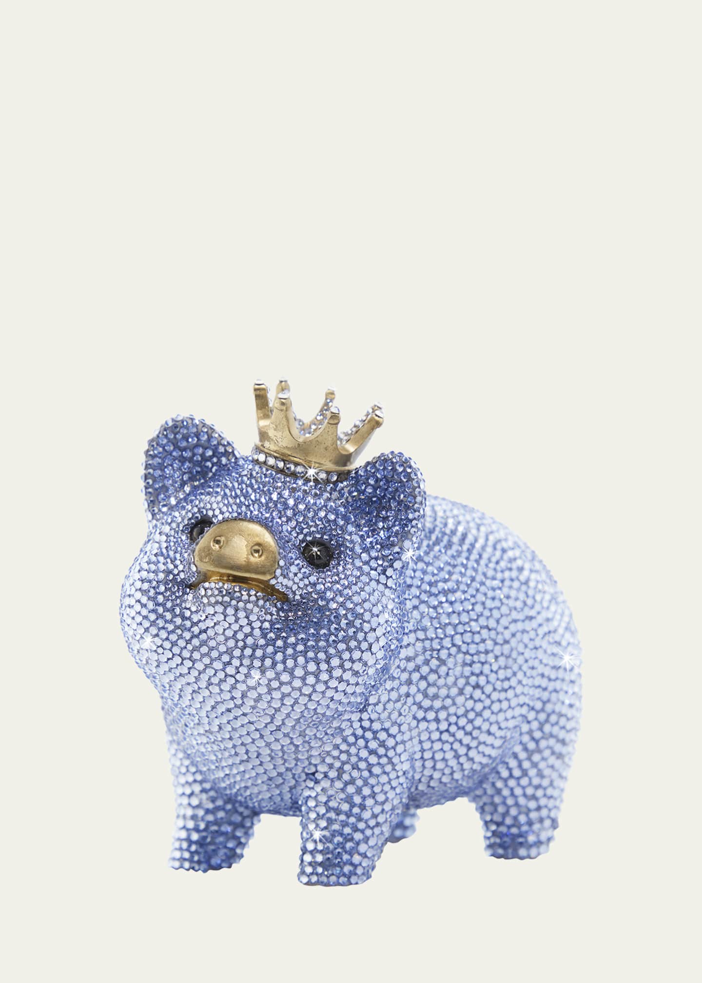 Jay Strongwater Baby Blue Piggy Bank w/ Crown Image 1 of 5