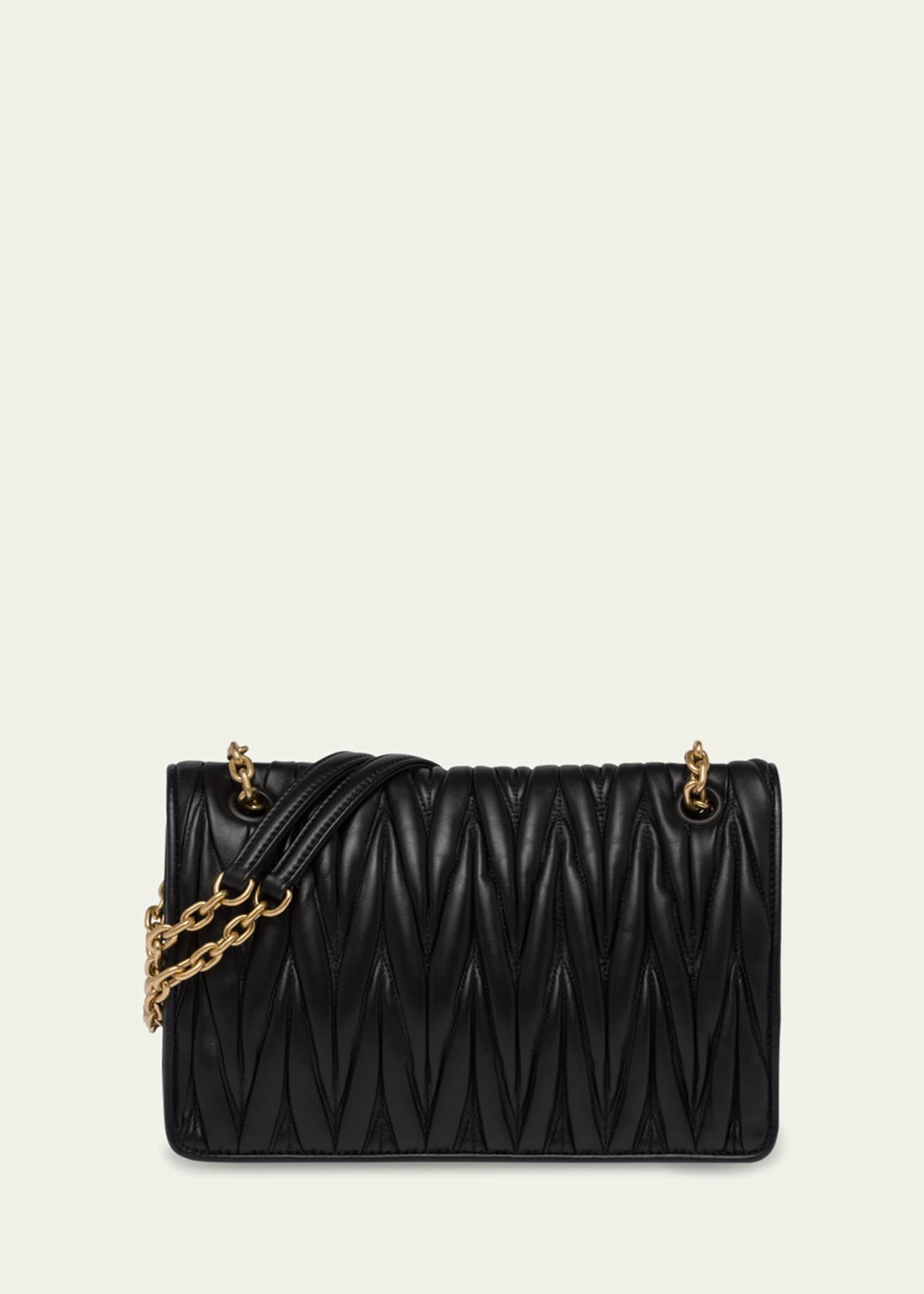 Miu Miu Matelassé Chain Strap Shoulder Bag in Black