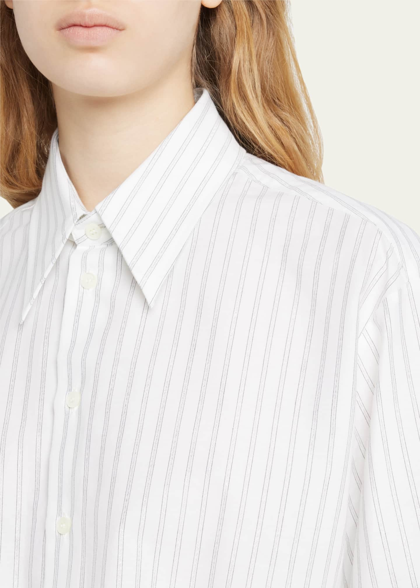 MM6 Maison Margiela Cropped Pinstripe Short-Sleeve Shirt