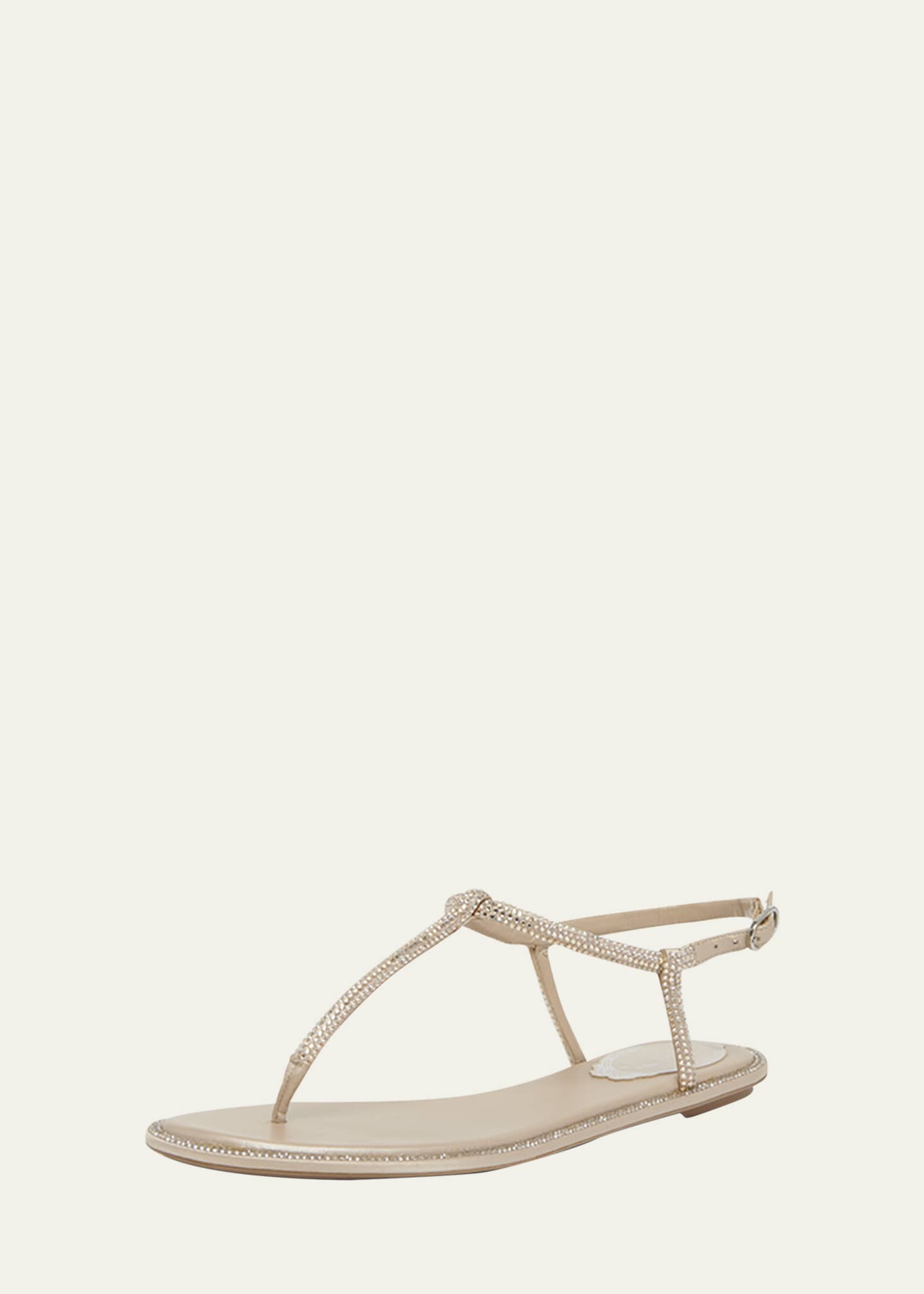 Rene Caovilla Strass T-Strap Thong Sandals Image 2 of 4