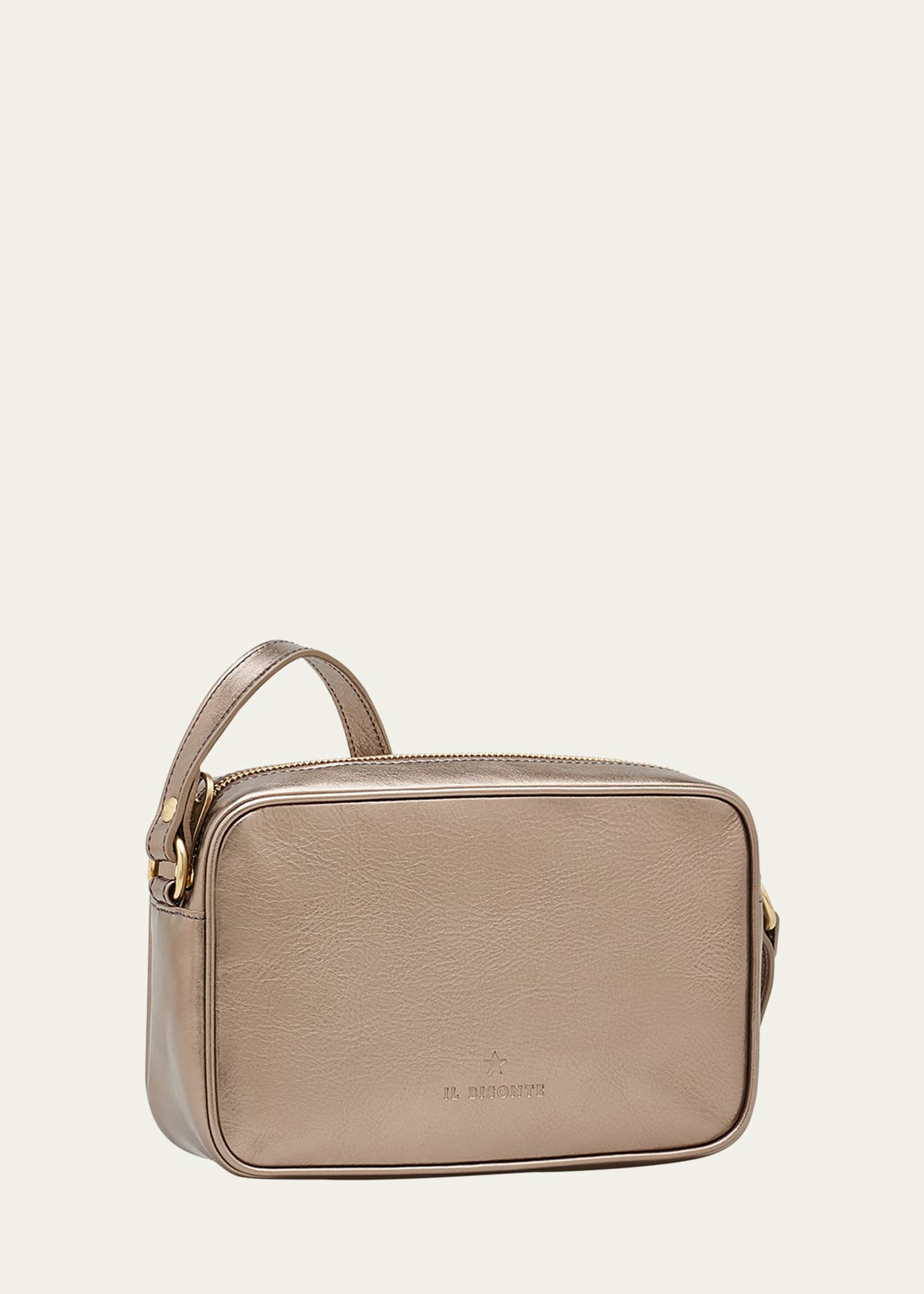 Il Bisonte Oliveta Metallic Leather Camera Crossbody Bag