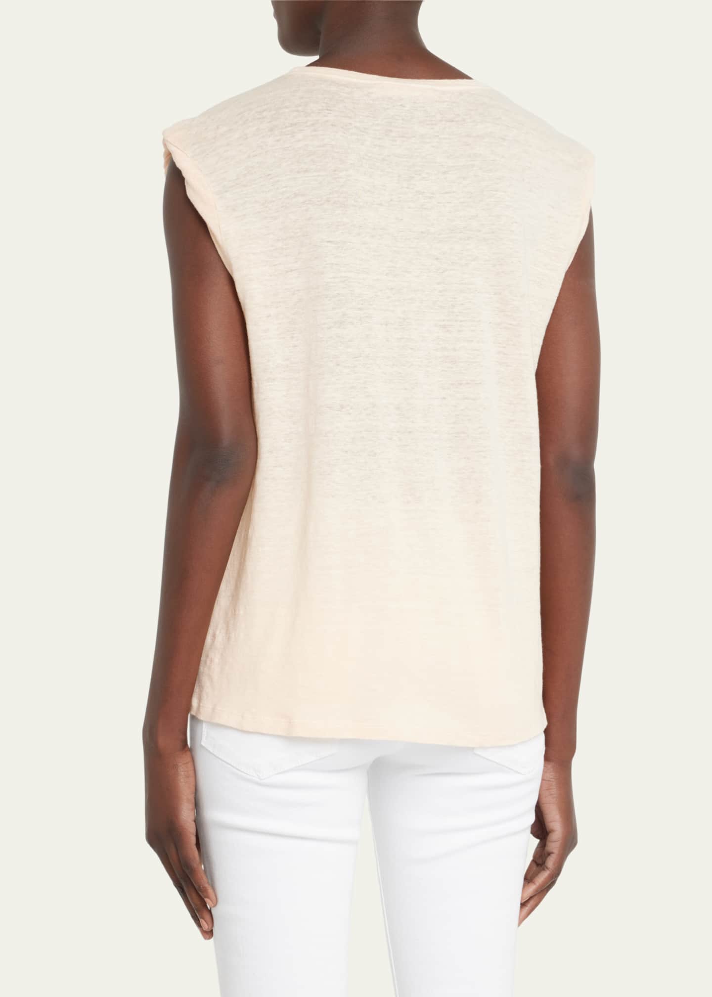 FRAME Rolled Linen Muscle Tee Bergdorf Goodman