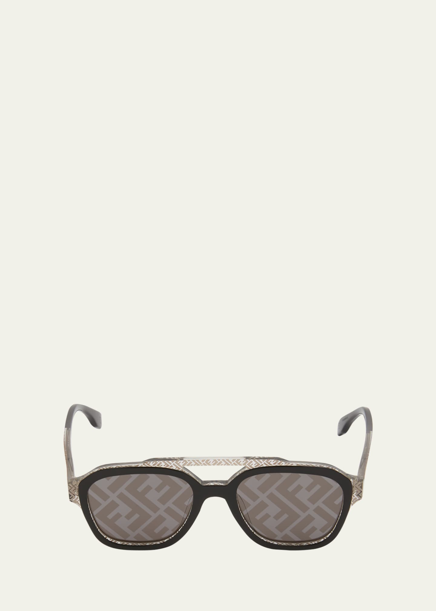 Fendi Men's Double-Bridge Geometric Logo Sunglasses