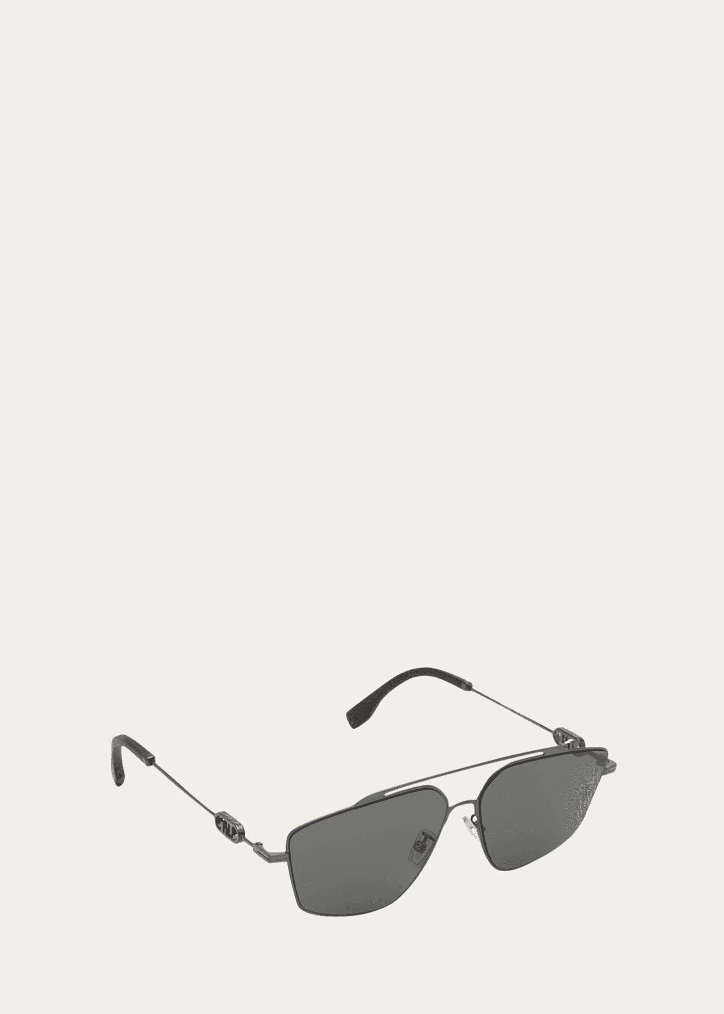 Fendi Men's O'Clock Metal Double-Bridge Aviator Sunglasses Image 2 of 5