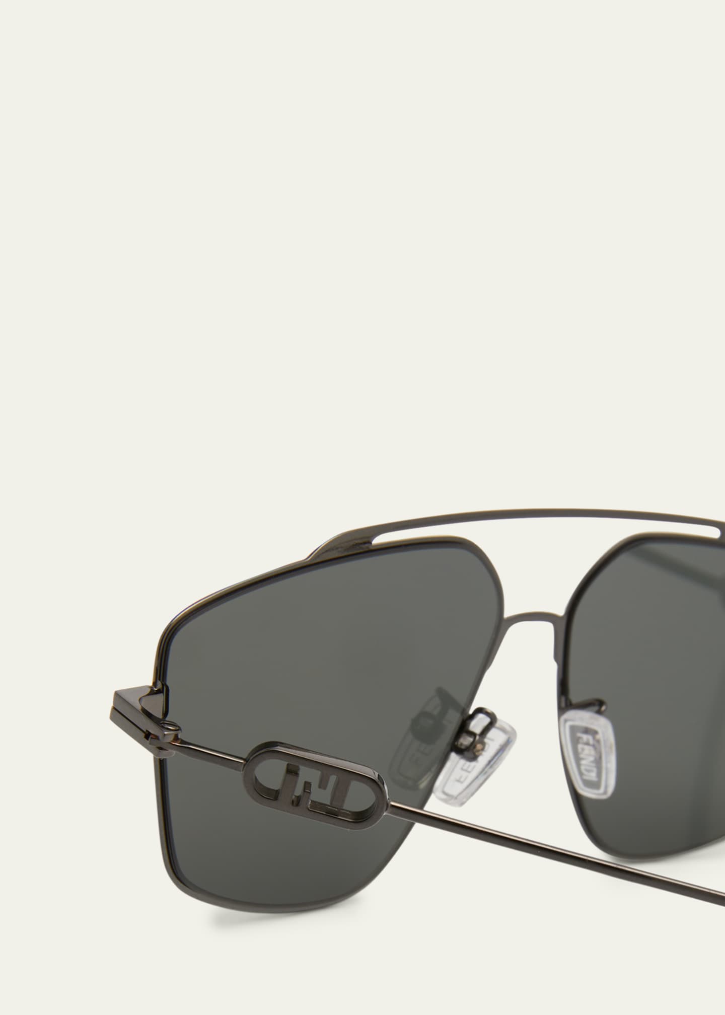 Fendi Men's O'Clock Metal Double-Bridge Aviator Sunglasses Image 4 of 5