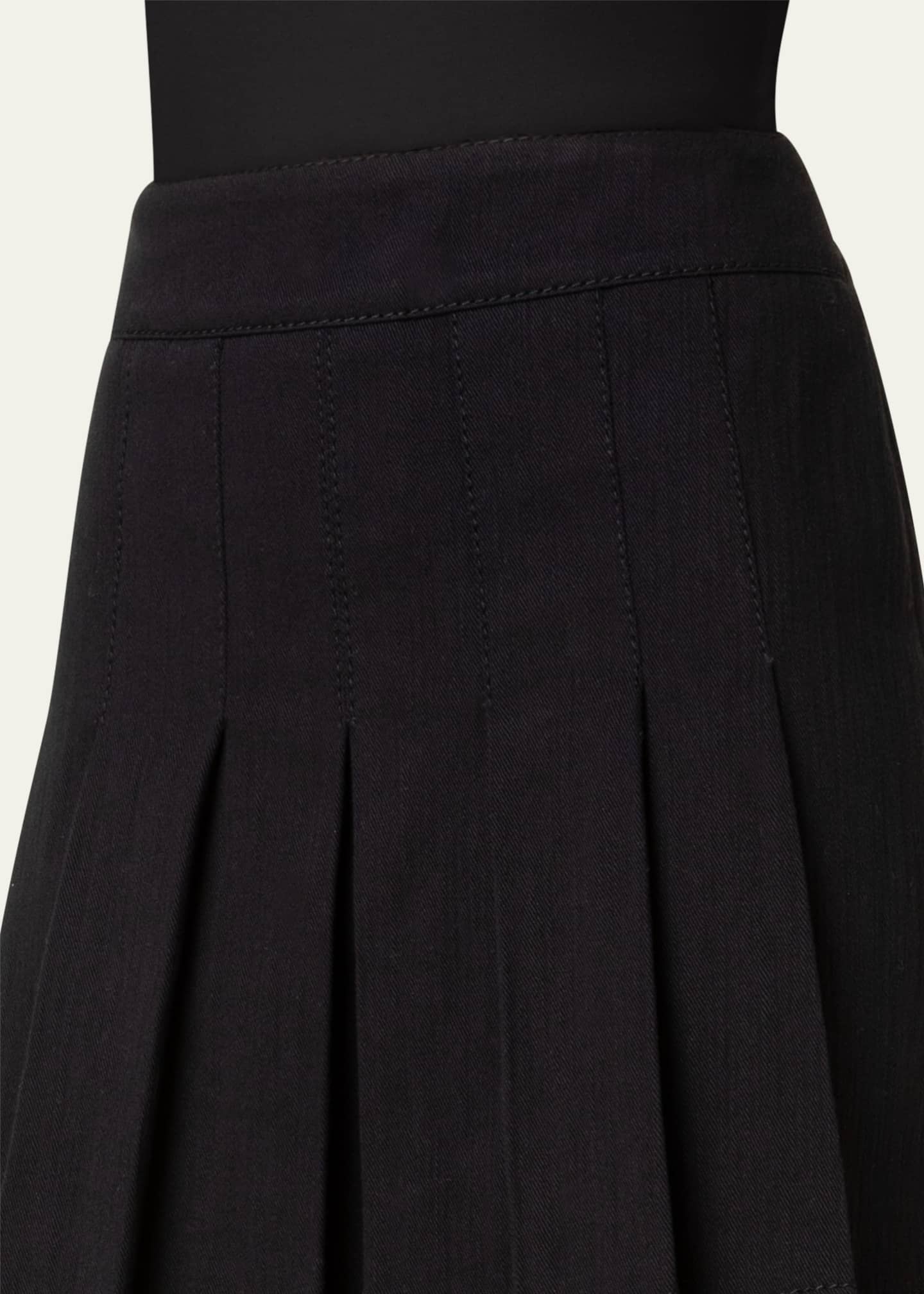 Akris punto Pleated Denim Mini Skirt - Bergdorf Goodman