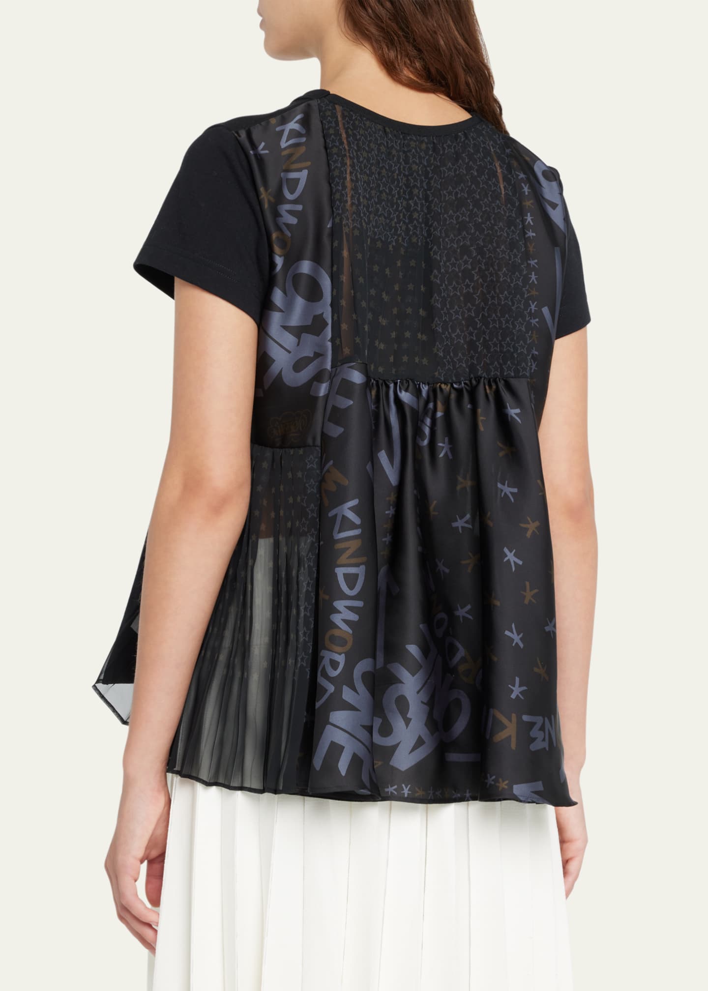 SACAI Eric Haze Print Pleated-Back Knit Tee - Bergdorf Goodman