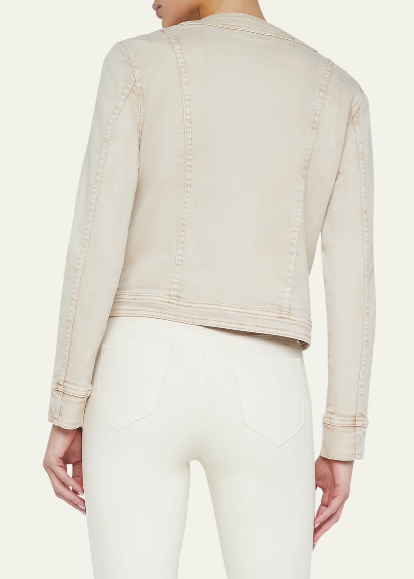 L'Agence Yari Collarless Denim Jacket Image 2 of 3