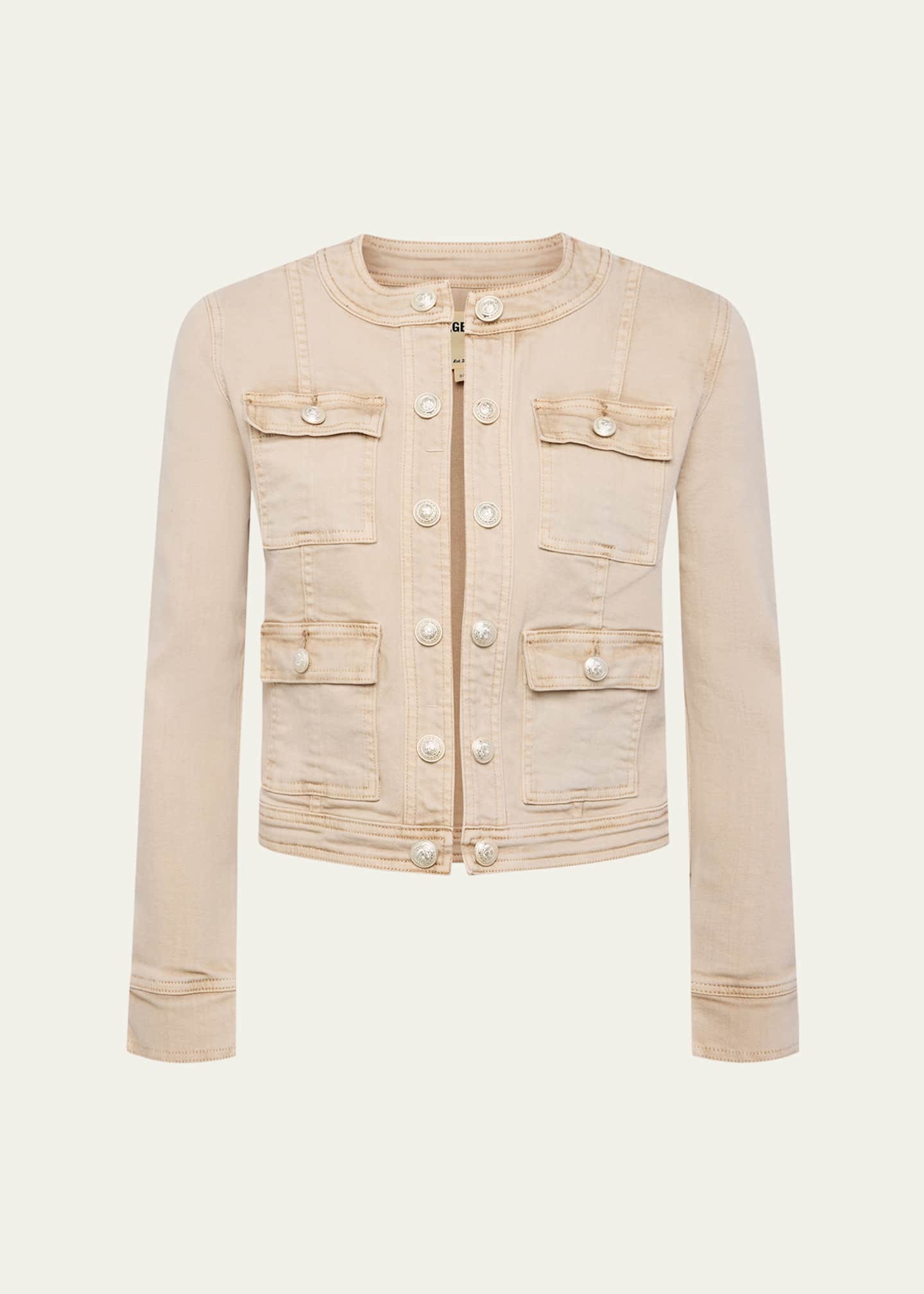 L'Agence Yari Collarless Denim Jacket Image 1 of 3