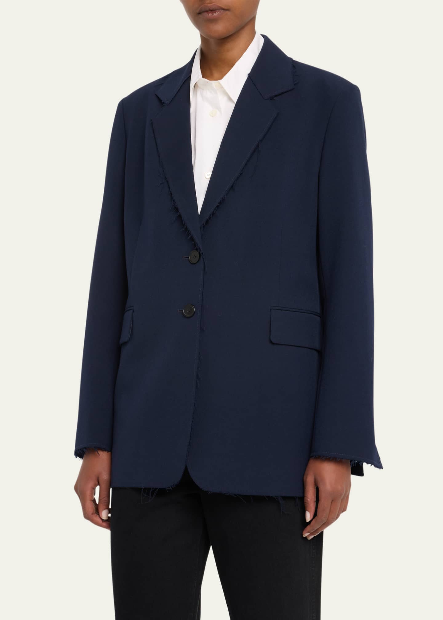 FRAME Oversized Raw Edge Blazer Bergdorf Goodman