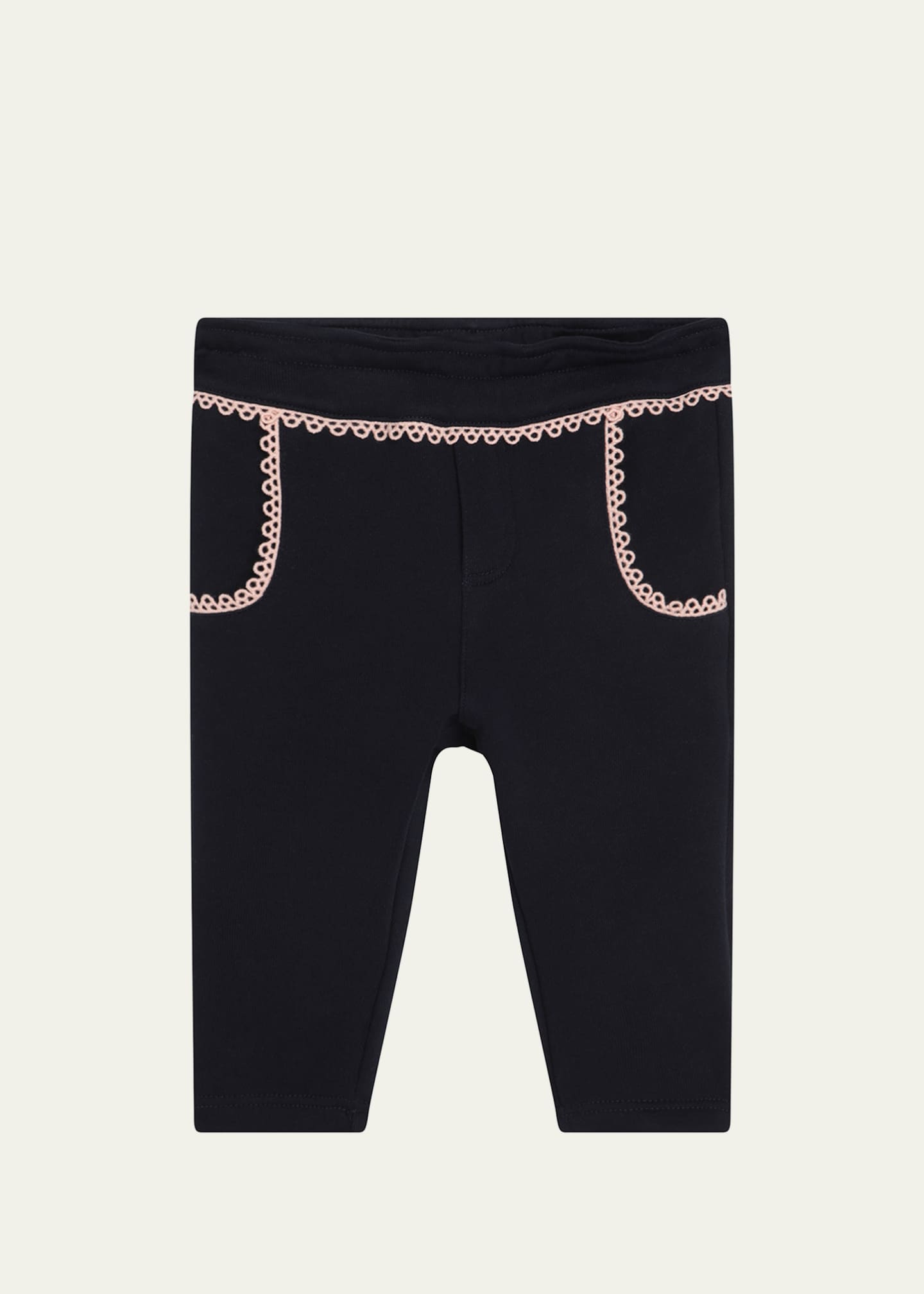 Chloe Girl's Fleece Scalloped Logo-Print Pants, Size 12M-3