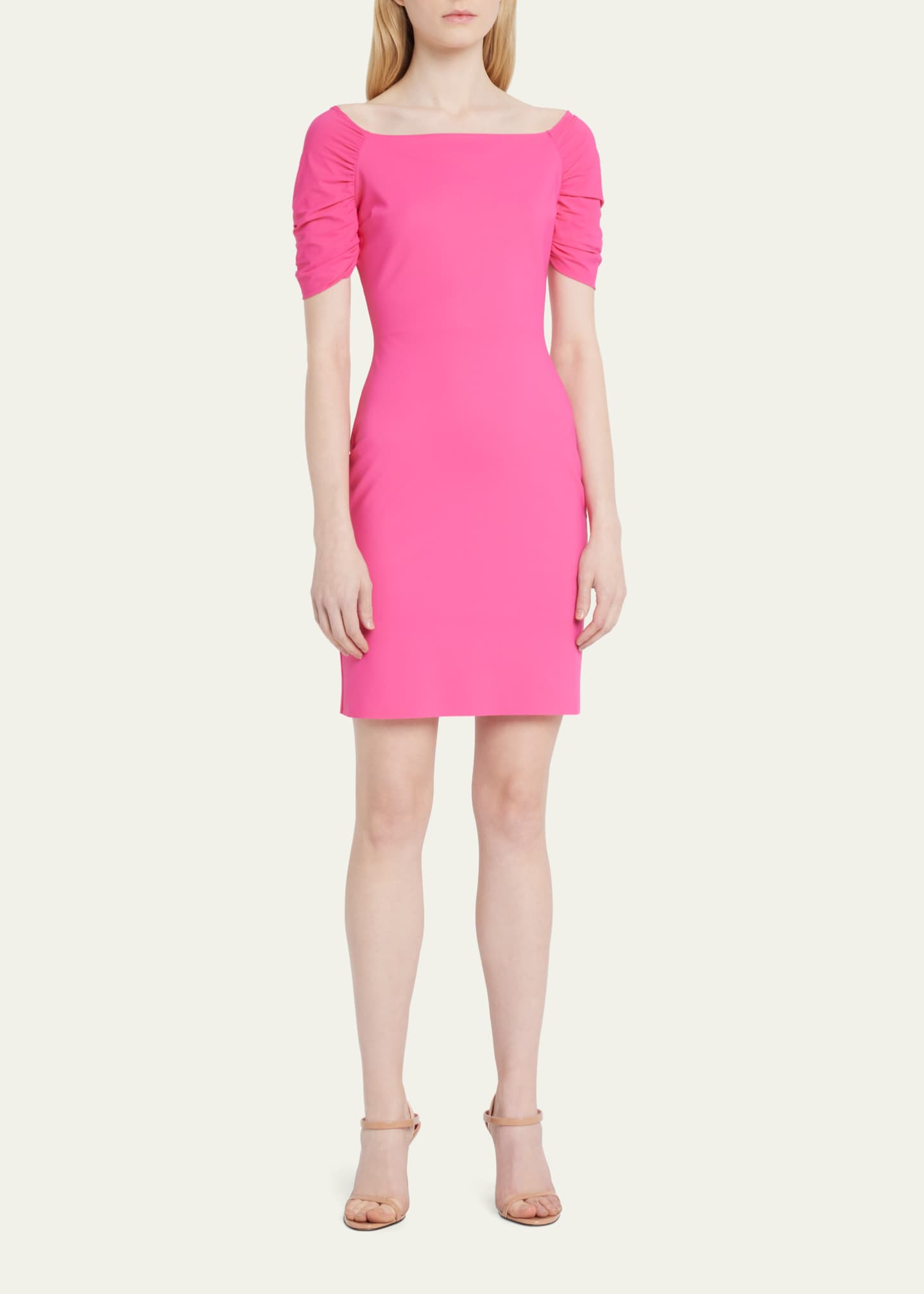 Chiara Boni La Petite Robe Vissia OffShoulder ShirredSleeve Mini