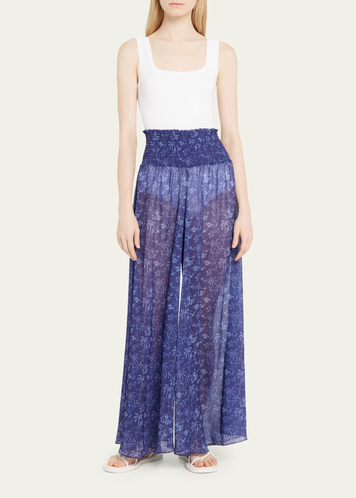 Caroline Constas Sheer Wide Leg Pants Bergdorf Goodman