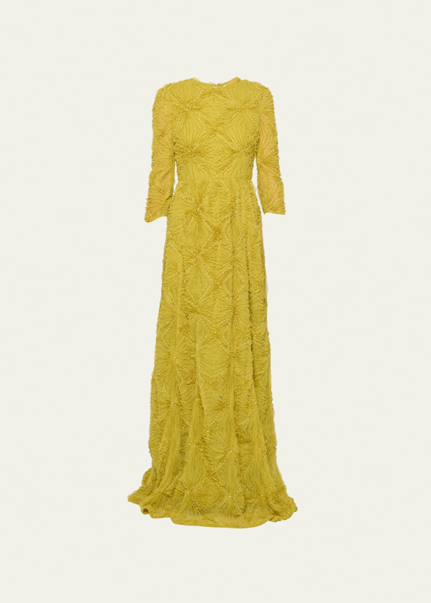Erdem Textured Floor Length Gown w/ Pearlescent Details - Bergdorf Goodman