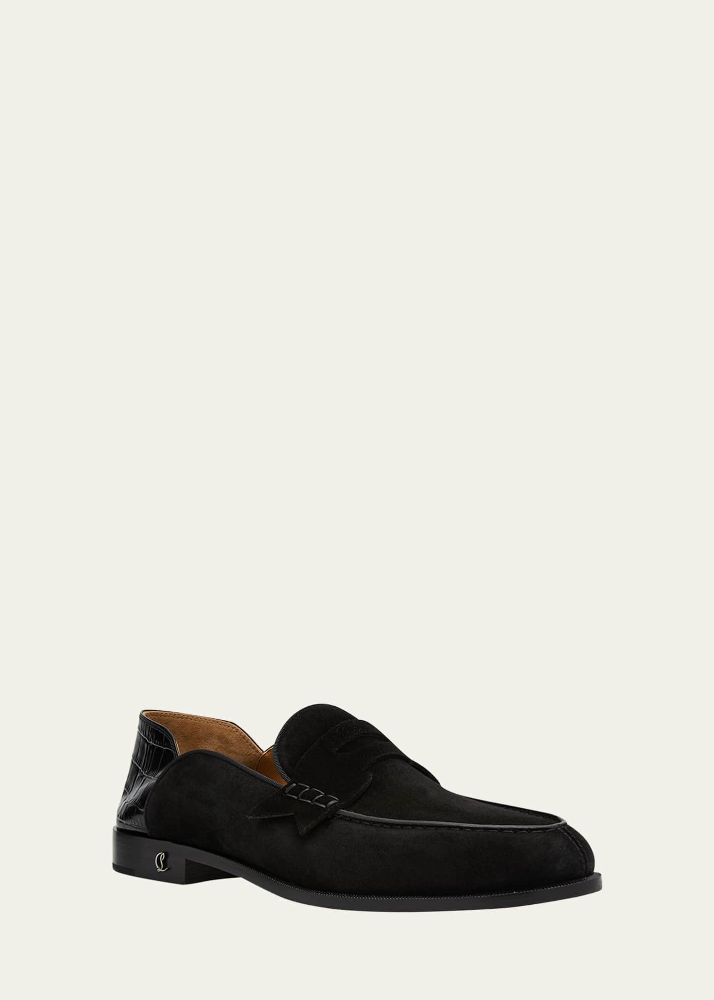 Christian Louboutin Men's Penny No Back Suede Loafers