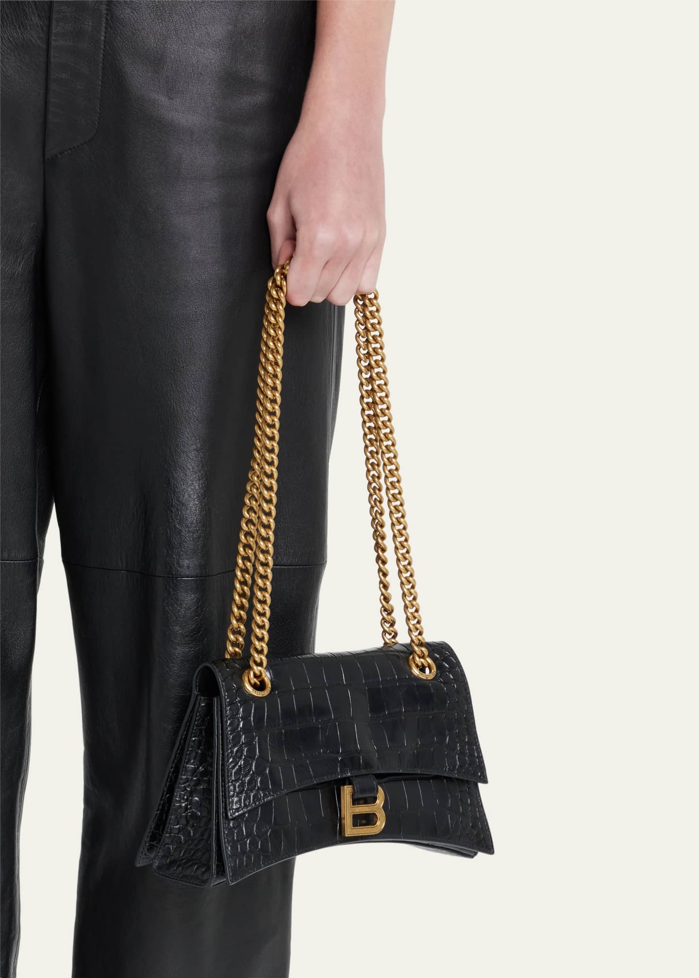 Crush Croc-Embossed Small Shoulder Bag